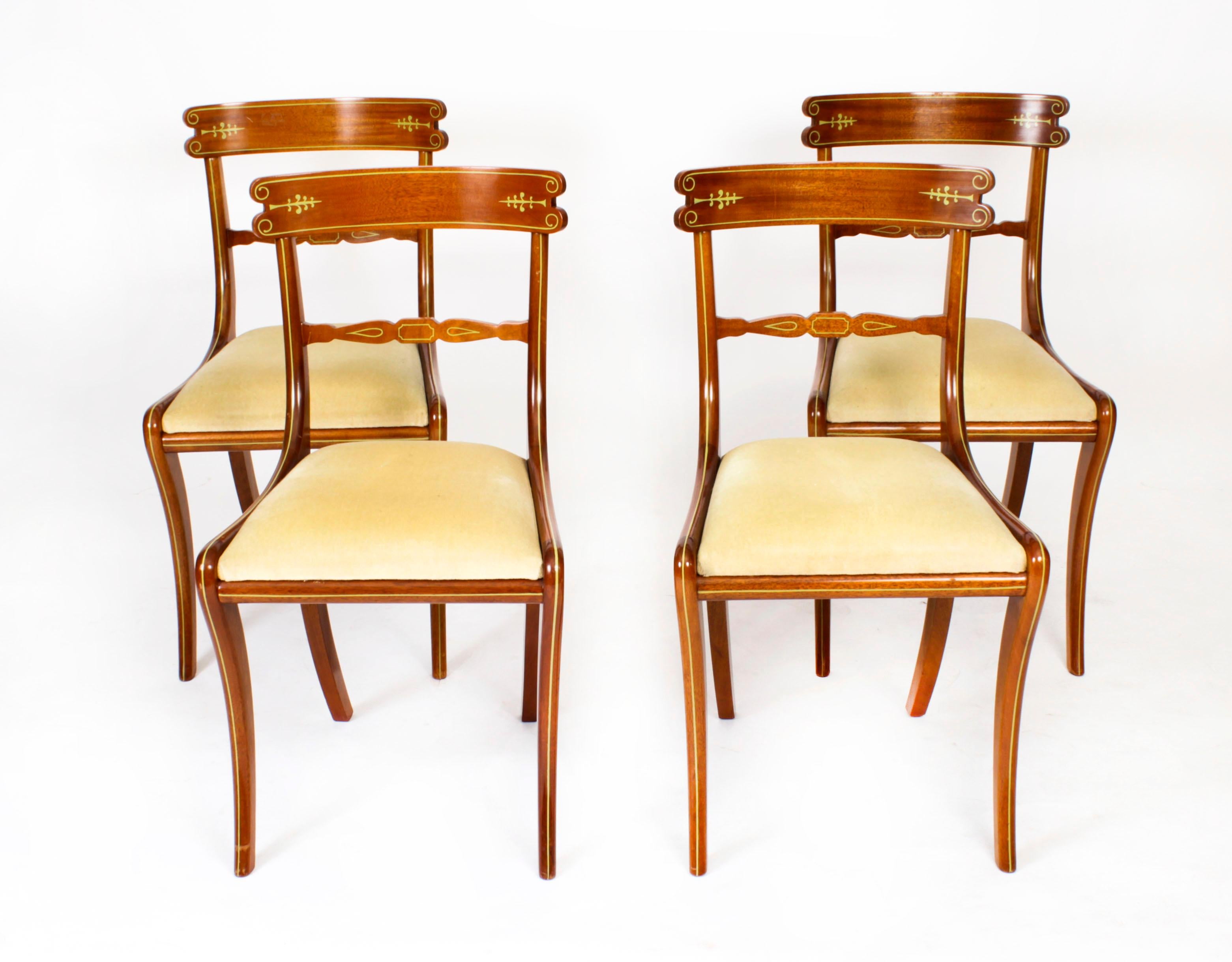 Vintage Set 4 Regency Revival Dining Chairs by William Tillman 20th C 10