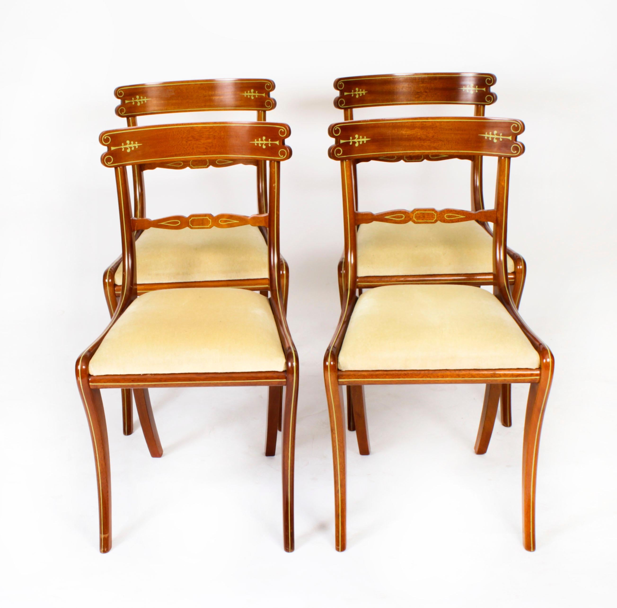 This is a fabulous Vintage set of four Regency Revival dining chairs by William Tillman, Circa 1980 in date.

Purchased at great expense from the master cabinet maker William Tillman, Crouch Lane, Borough Green Kent in the 1980s.

The set