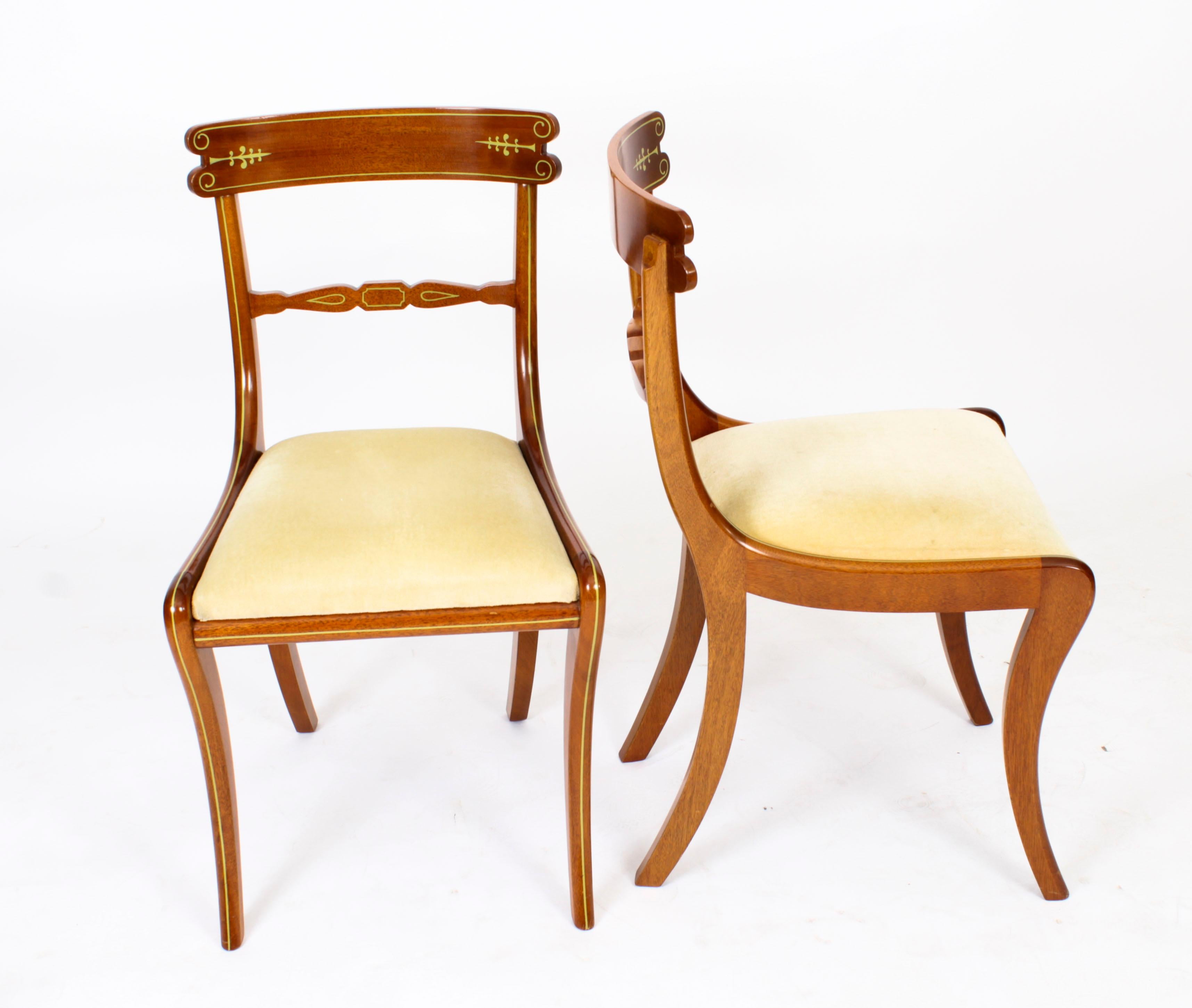 English Vintage Set 4 Regency Revival Dining Chairs by William Tillman 20th C