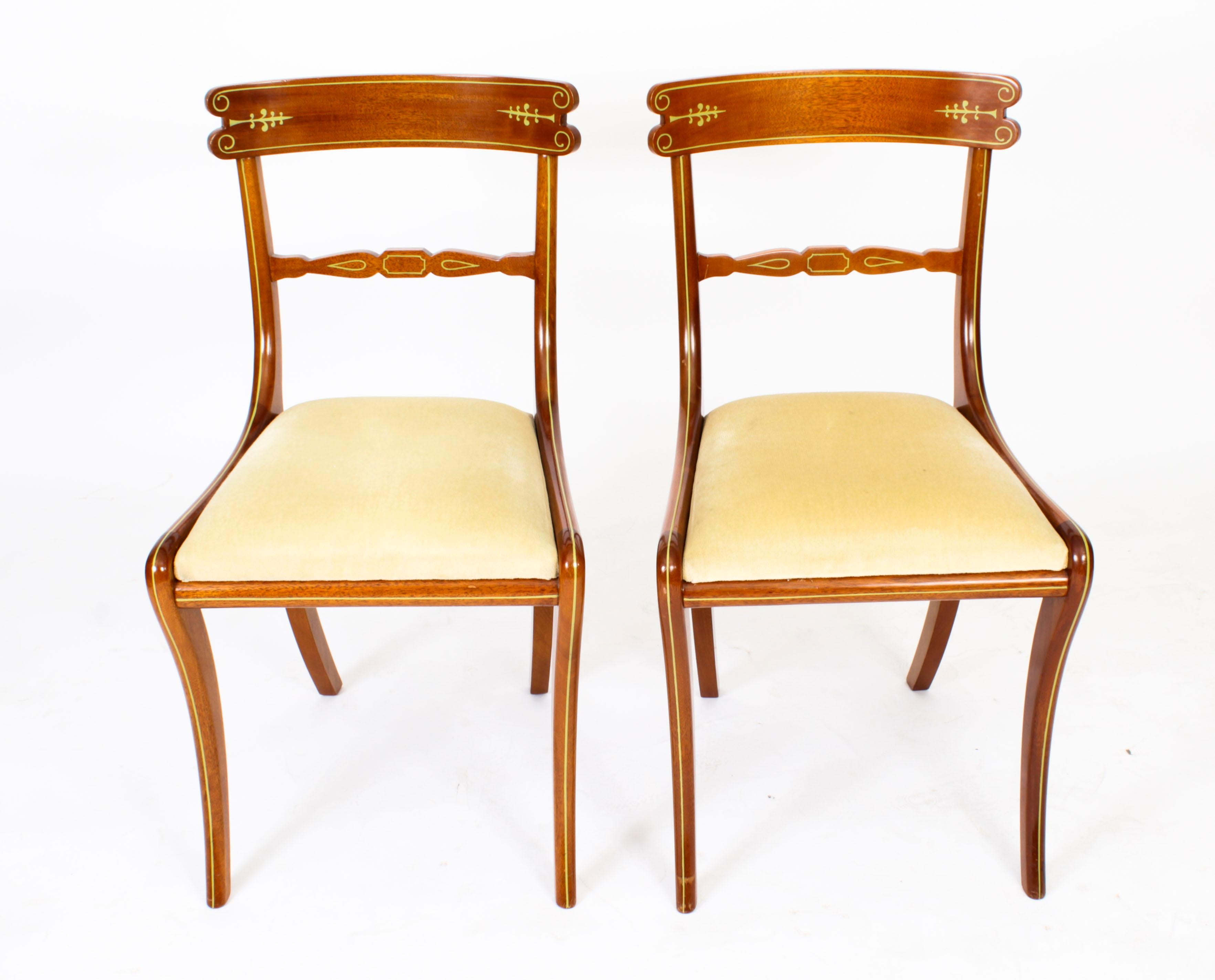 Vintage Set 4 Regency Revival Dining Chairs by William Tillman 20th C In Good Condition In London, GB