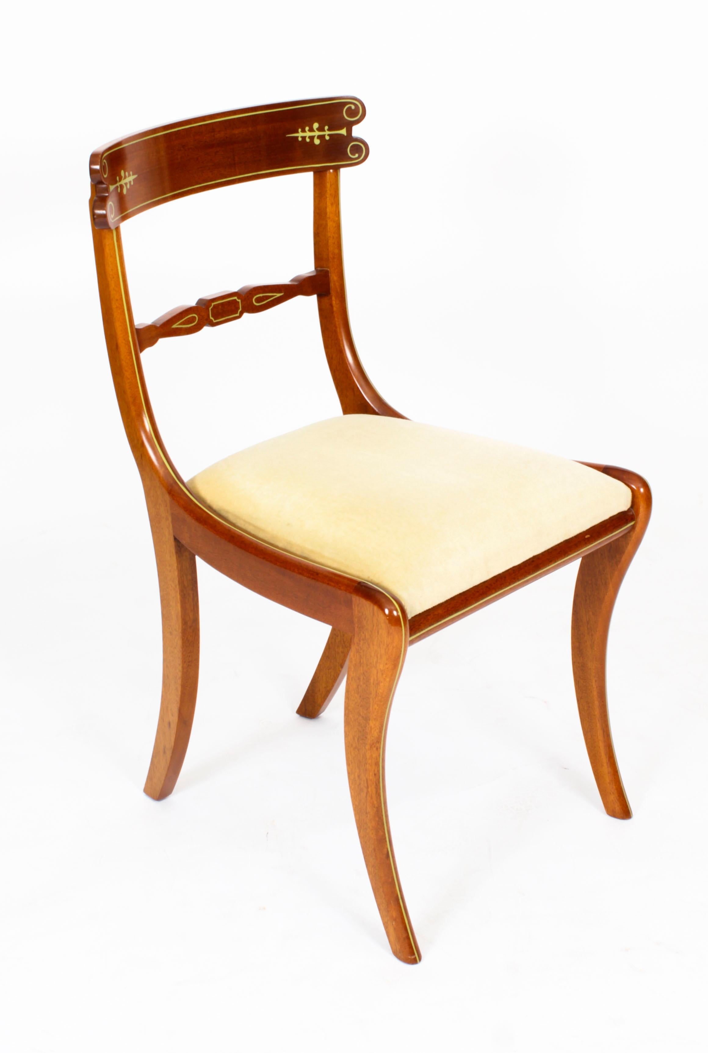 Late 20th Century Vintage Set 4 Regency Revival Dining Chairs by William Tillman 20th C