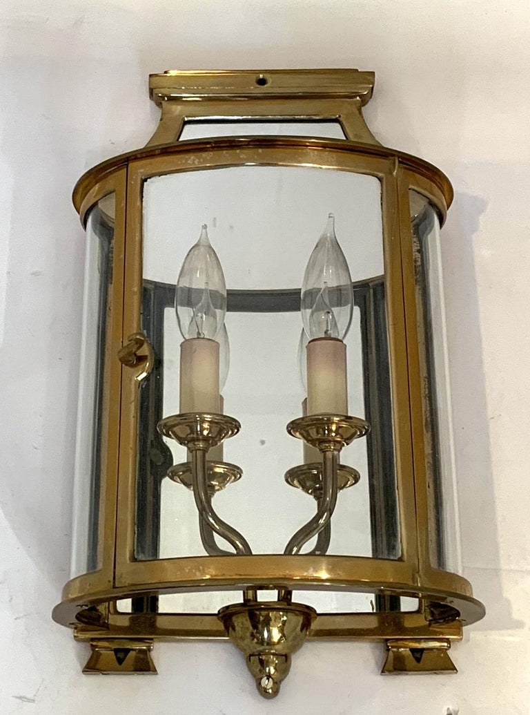 photo Vaughan Lighting Sconces vintage pair bronze wall lantern sconces curved glass mirrored back vaughan