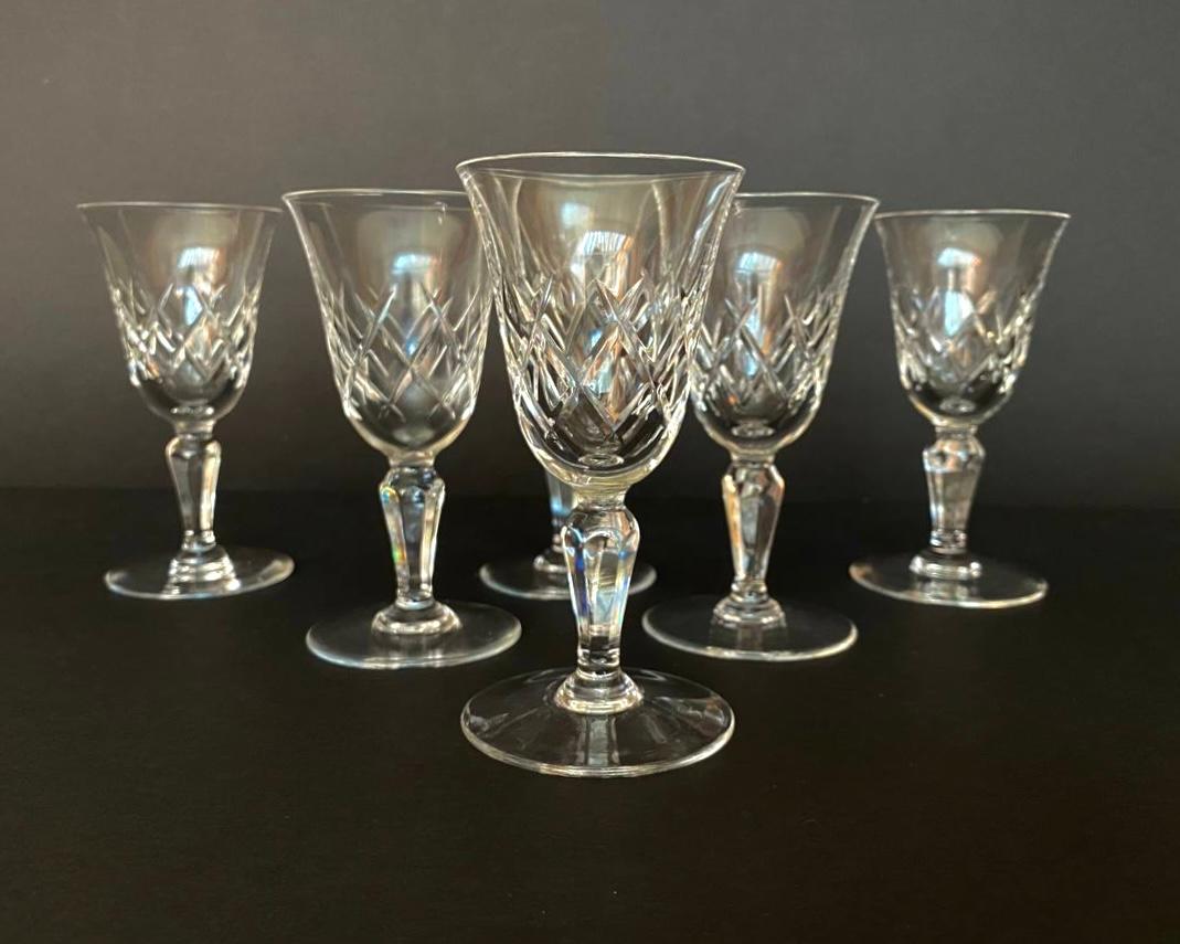 Vintage Set 6 Crystal Heresy Glasses, France, 1980s In Excellent Condition For Sale In Bastogne, BE