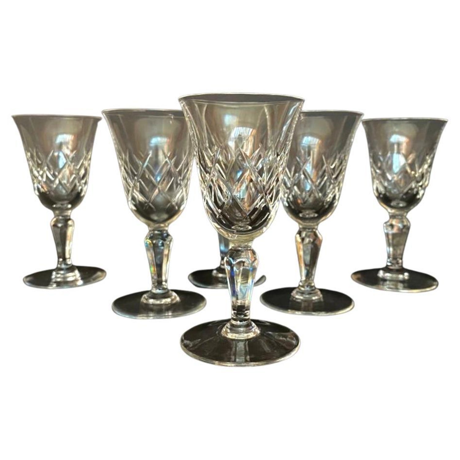 Vintage Brandy Crystal Glasses, France, Set 6