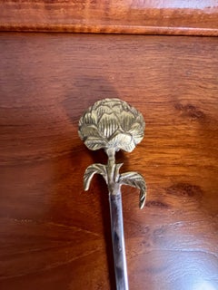 Vintage BBQ Skewers in Steel with Solid Brass Handle set of 6