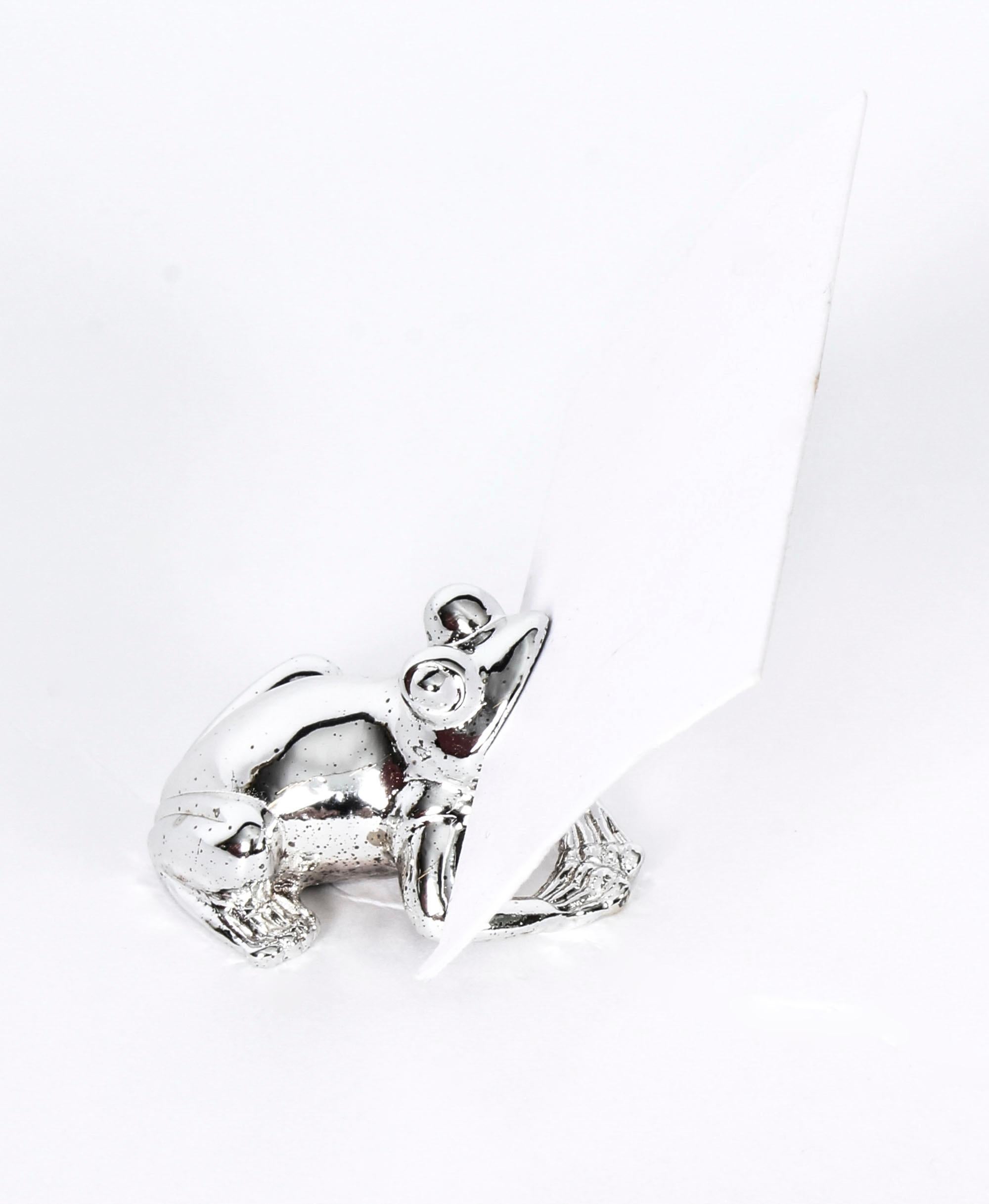 Vintage Set 6 Silver Plated Frogs Place Card Holders Saint Hilaire, 20th Century 1