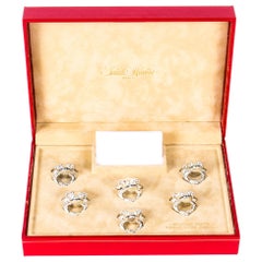 Set vintage di 6 rane placcate in argento portabiglietti Saint Hilaire, 20° secolo