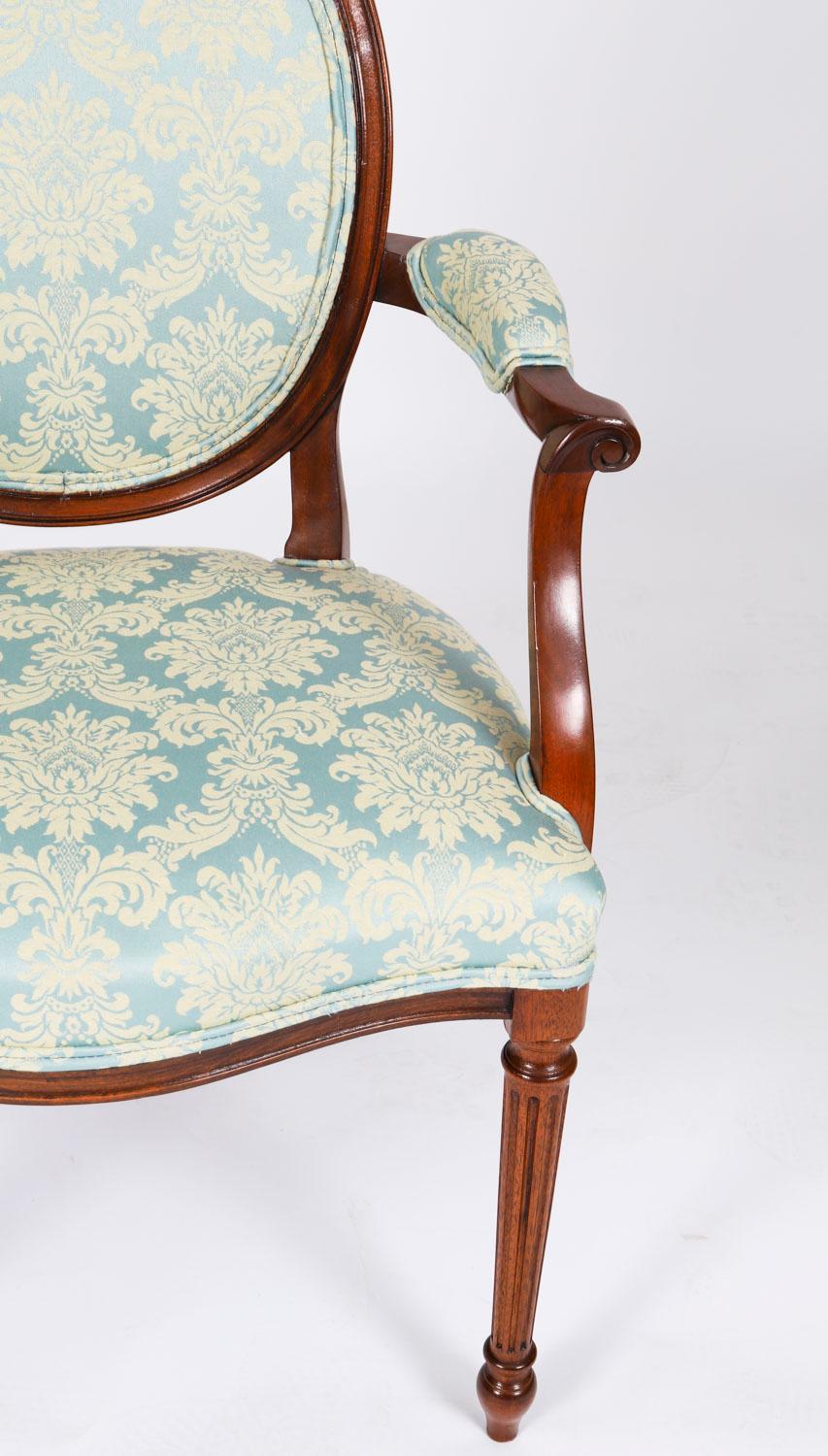 Vintage Set 8 Louis XIV Revival Upholstered Back Dining Chairs 20th Century in vendita 6