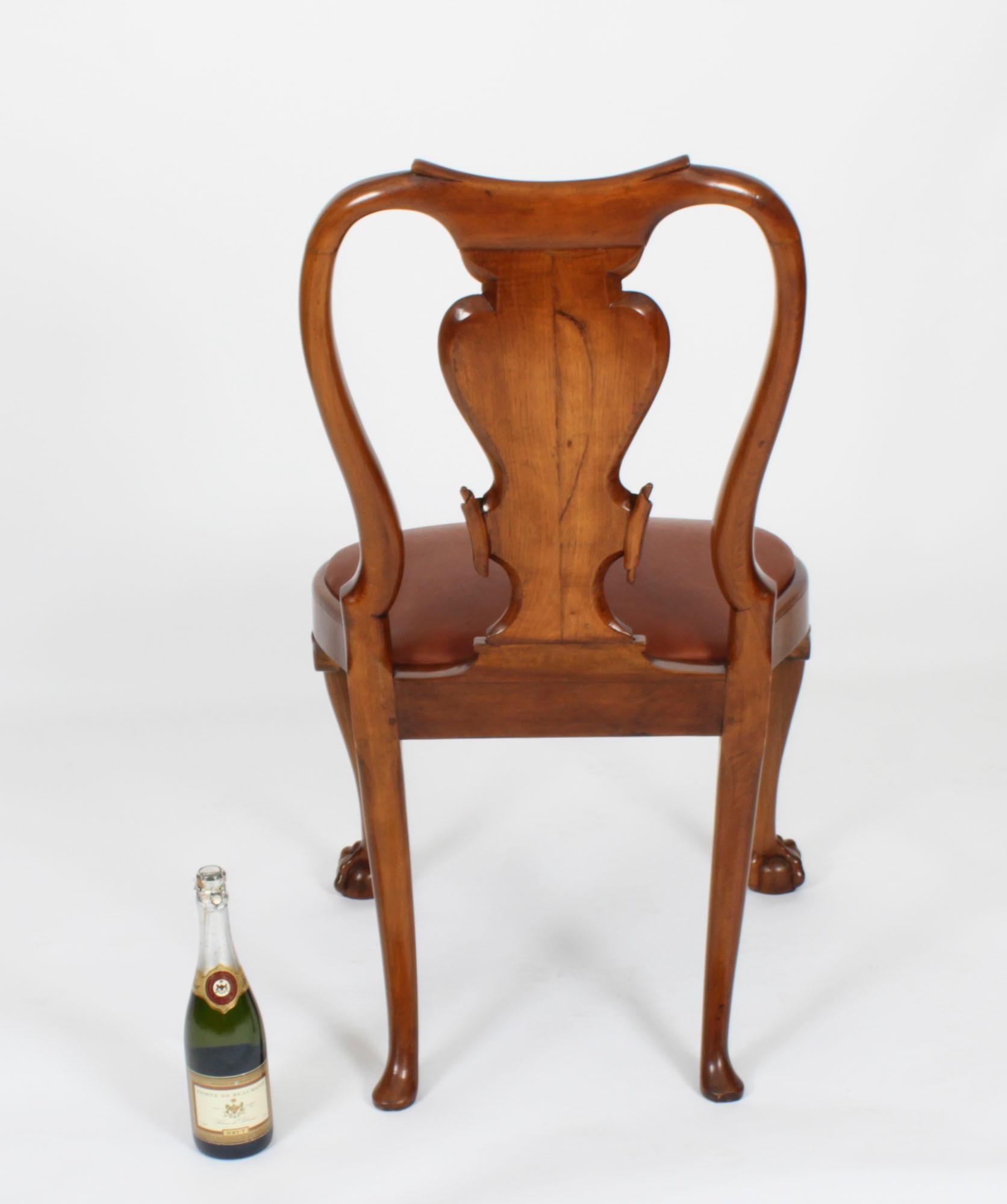Vintage Set 8 Queen Anne Revival Burr Walnut Dining Chairs 20th Century For Sale 15