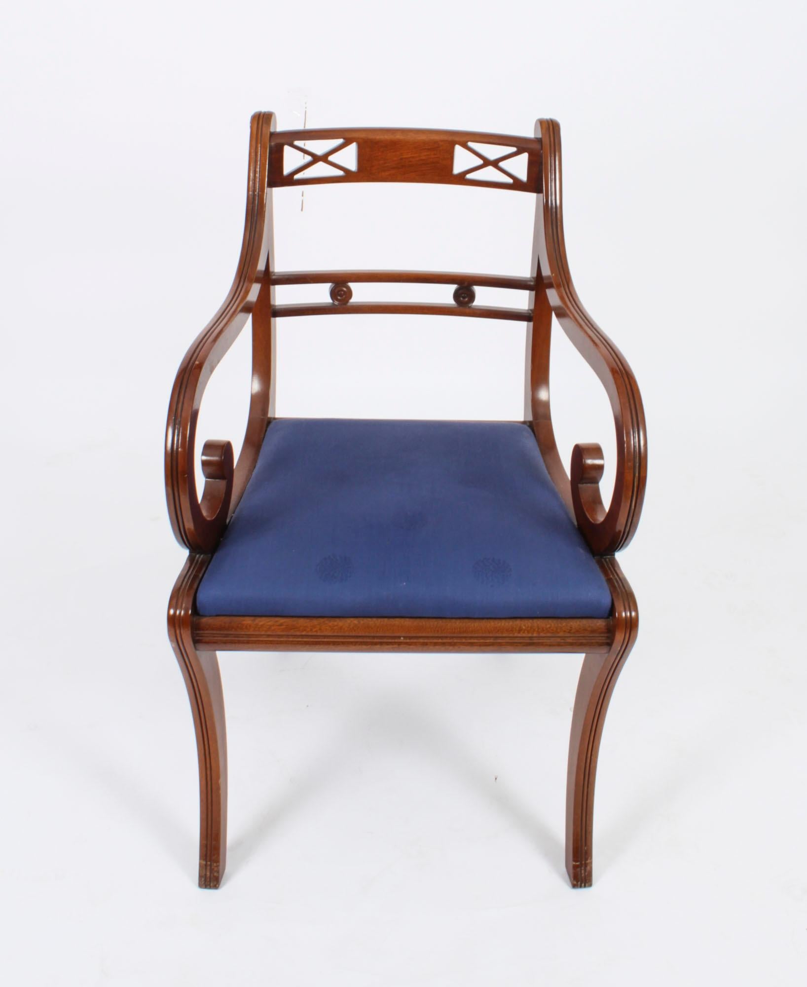 Vintage Set 8 Regency Revival Bar back Dining Chairs 20th Century For Sale 4