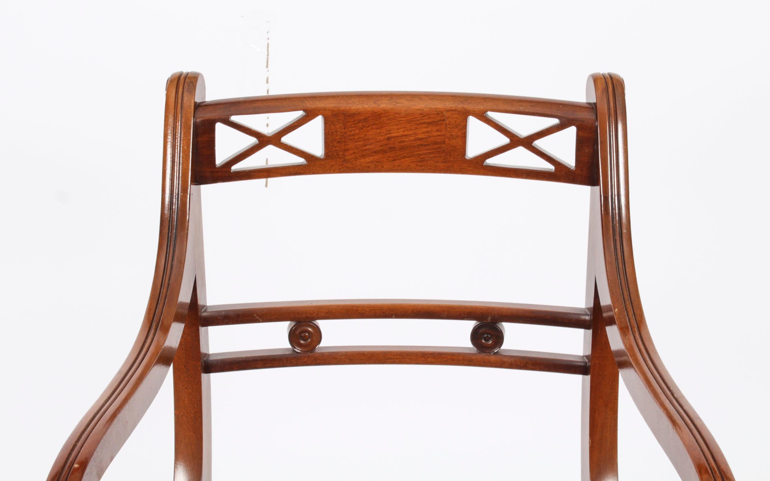Vintage Set 8 Regency Revival Bar back Dining Chairs 20th Century en vente 4