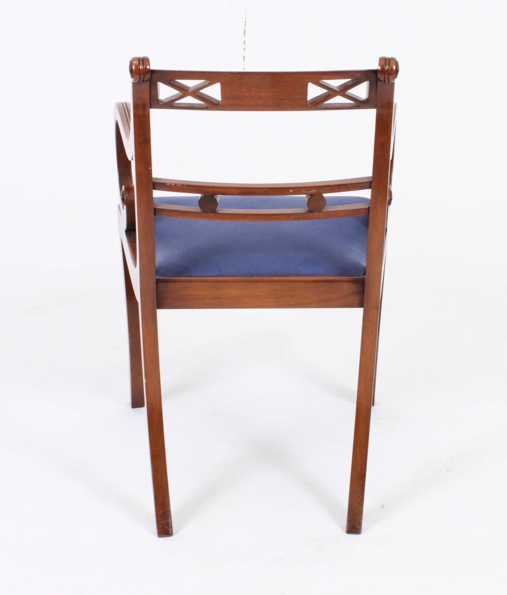 Vintage Set 8 Regency Revival Bar back Dining Chairs 20th Century For Sale 8