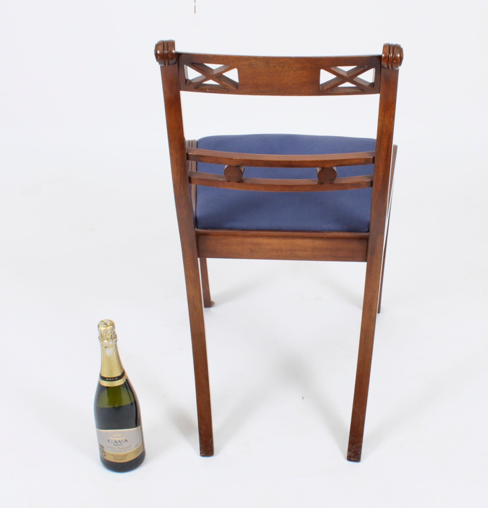 Vintage Set 8 Regency Revival Bar back Dining Chairs 20th Century For Sale 9