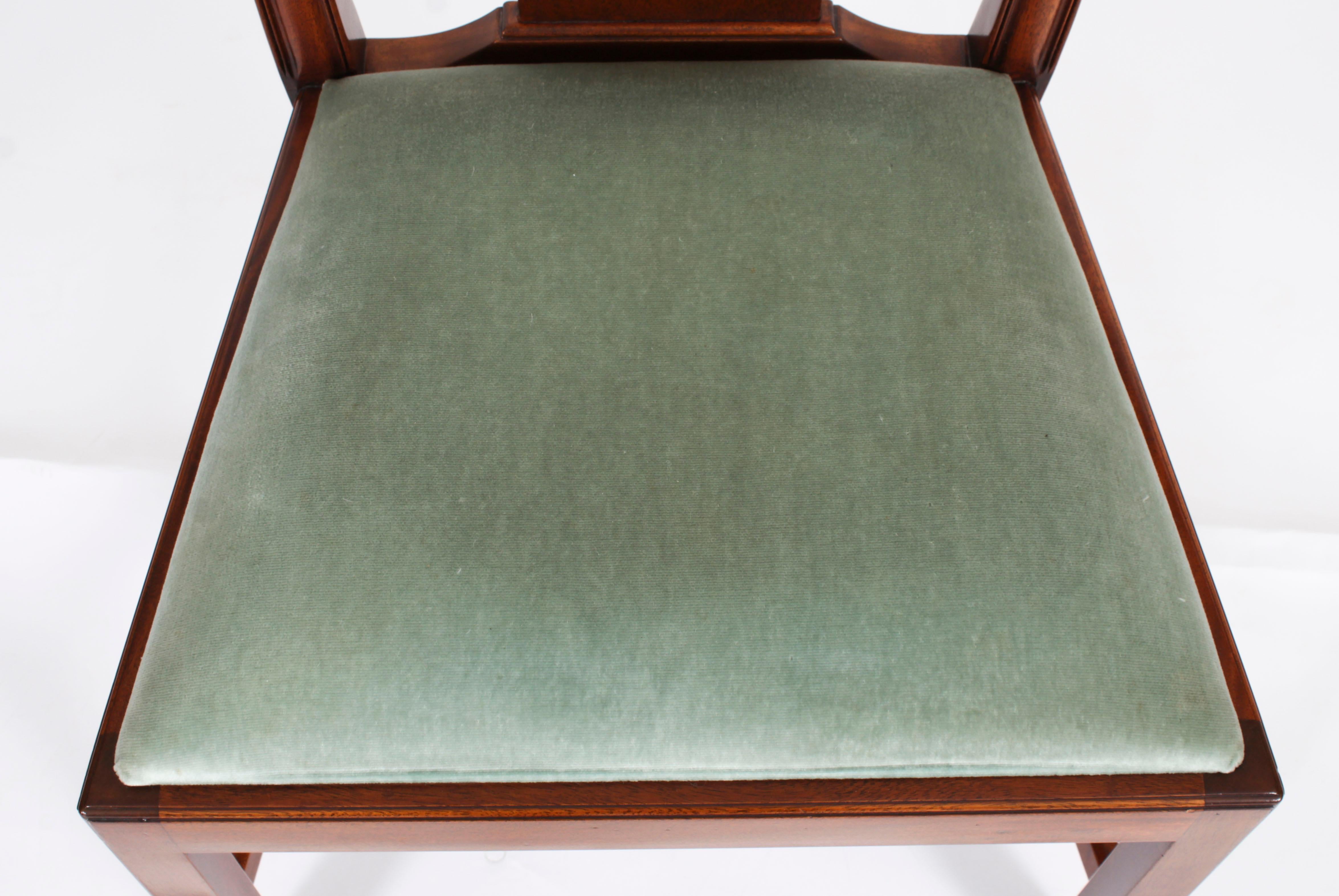 Mahogany Vintage Set 8 Shield Back Dining Chairs by William Tillman 20th Century