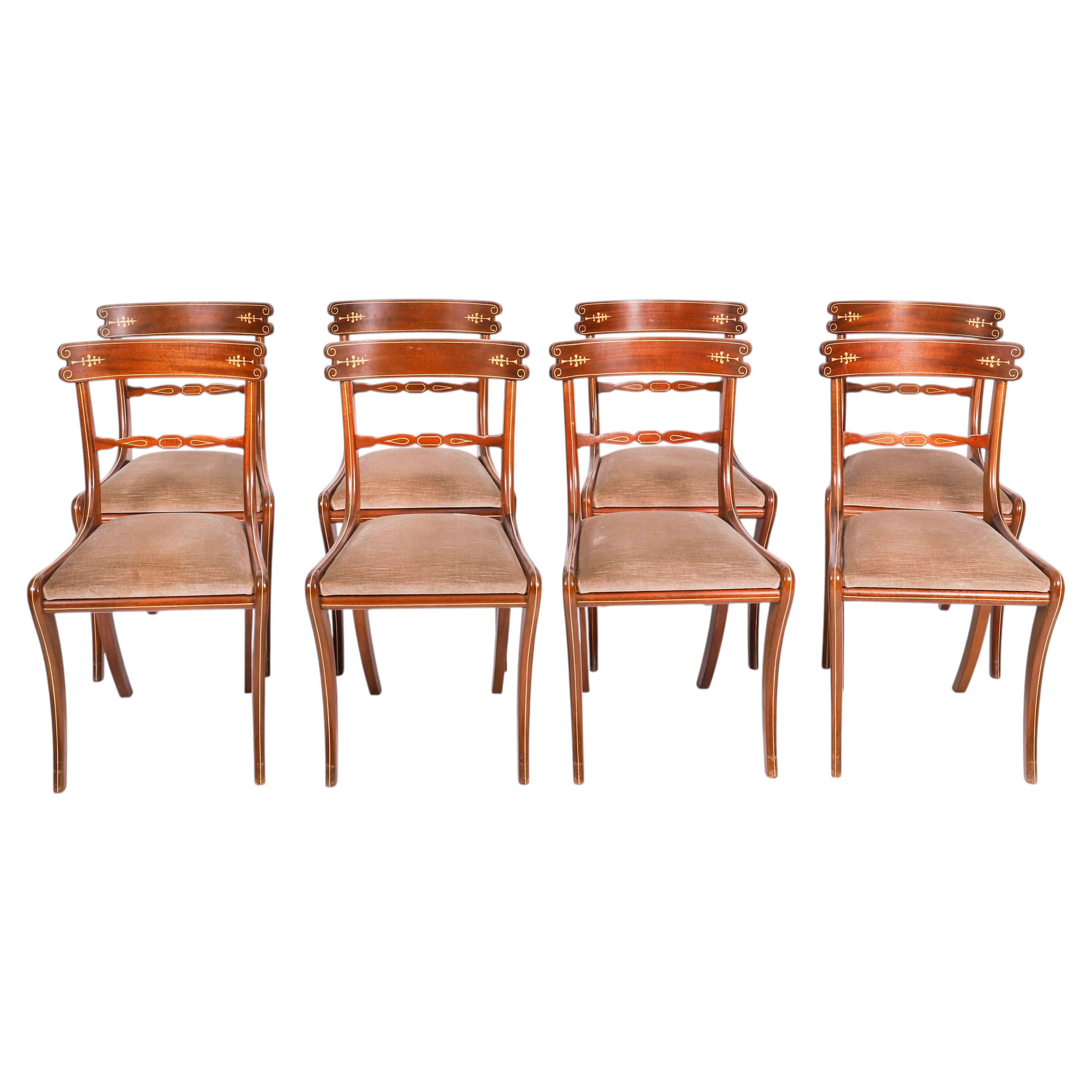 Vintage Set 8 Shield Back Dining Chairs by William Tillman 20th Century