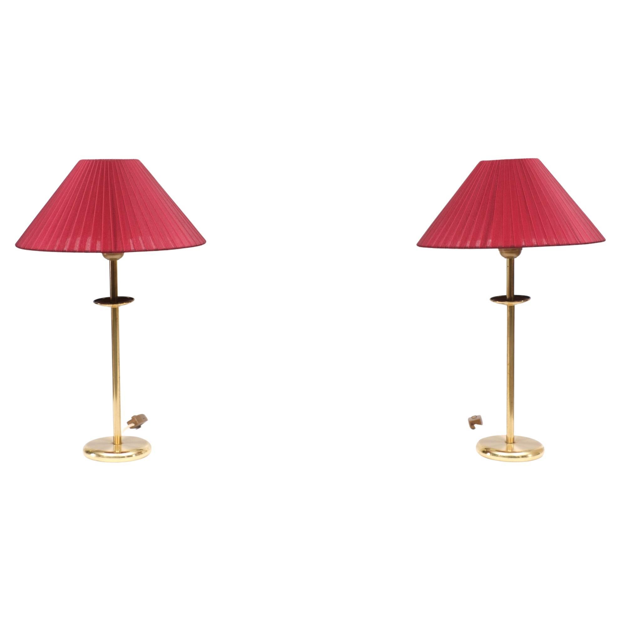 Vintage Set Brass Table Lamps, 1970s  For Sale