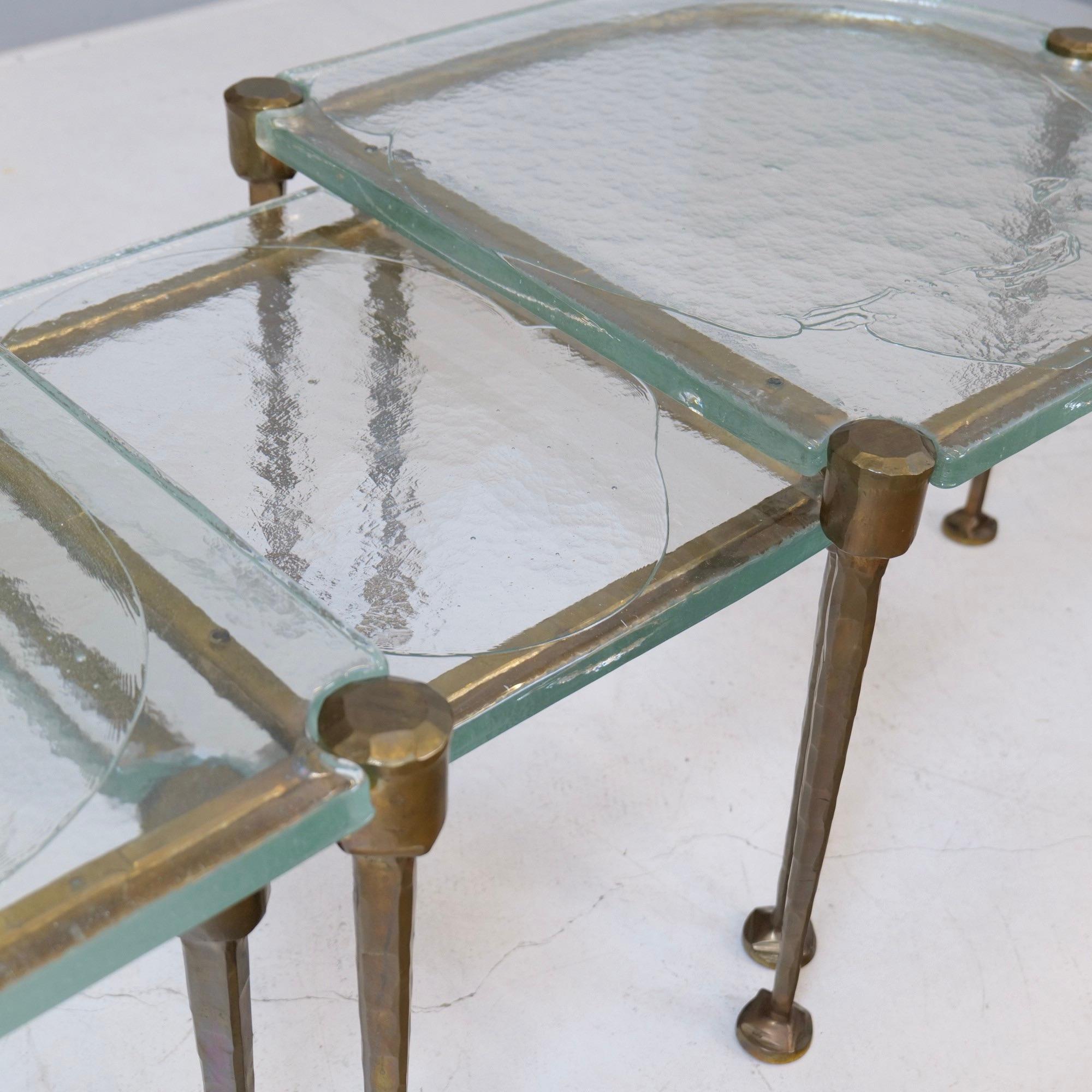 Vintage Set Forged Bronze Tables Attributed Lothar Klute, 1980s, Germany In Fair Condition For Sale In Saarbrücken, SL