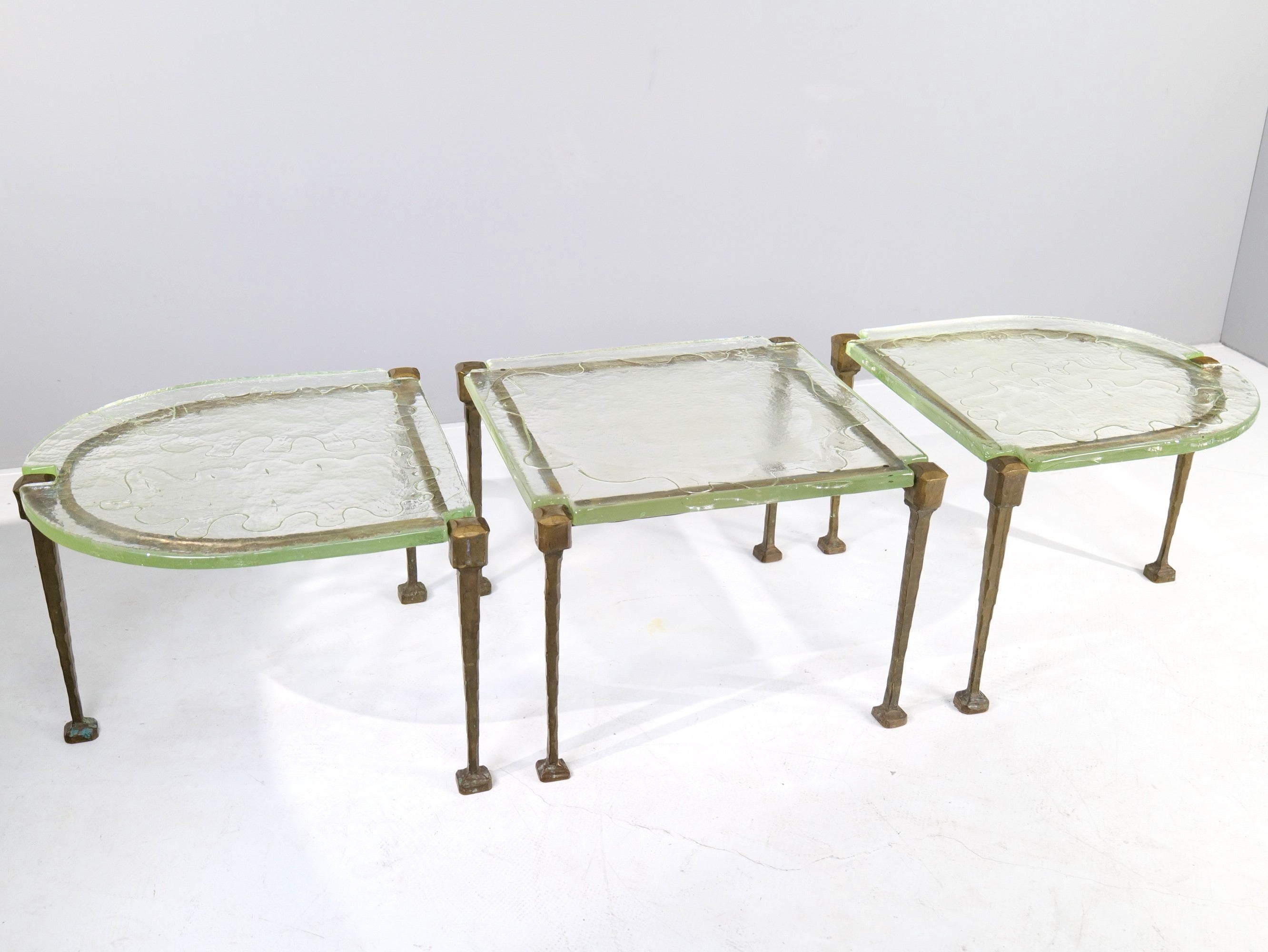vintage set forged bronzed tables attributed Lothar Klute 1980's Germany
