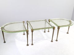 vintage set forged bronzed tables attributed Lothar Klute 1980's Germany