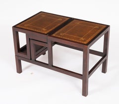 Vintage Set Metamorphic Mahogany Library Steps/ Side Table Mid 20th Century