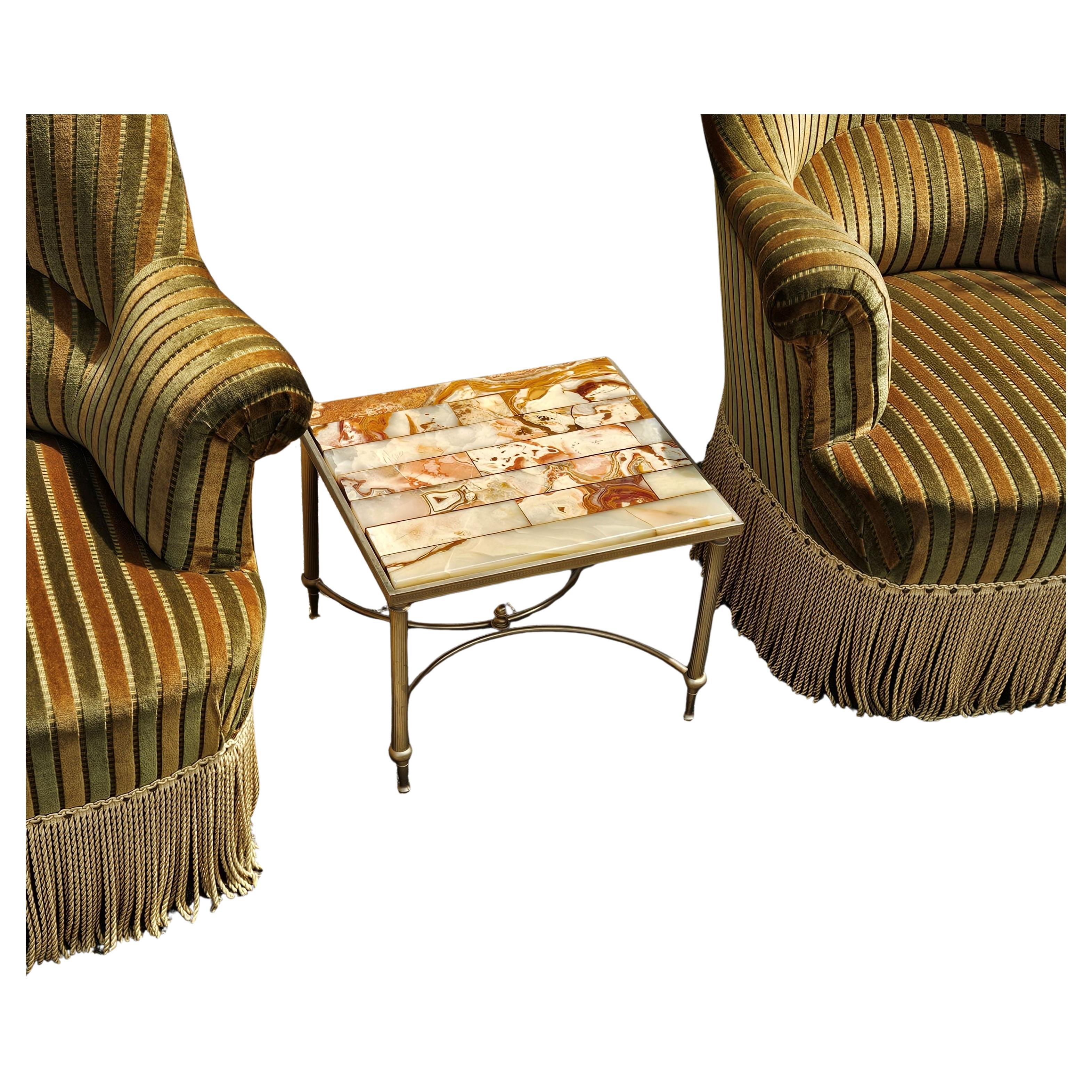 By Vintage Set of 1 Onyx  Table basse et 2 tables d'appoint - Maison Jansen Style-70 en vente 5