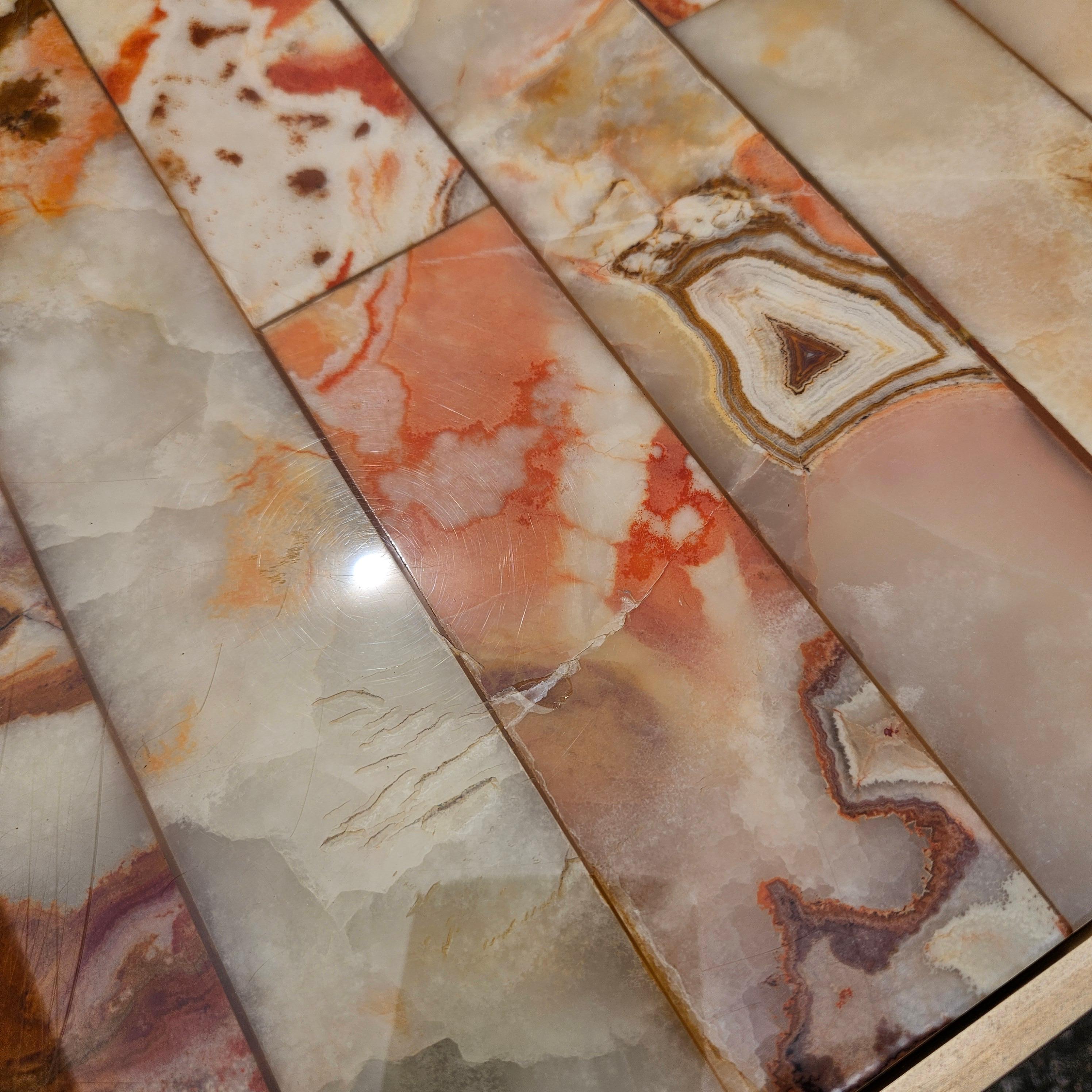 By Vintage Set of 1 Onyx  Table basse et 2 tables d'appoint - Maison Jansen Style-70 en vente 8
