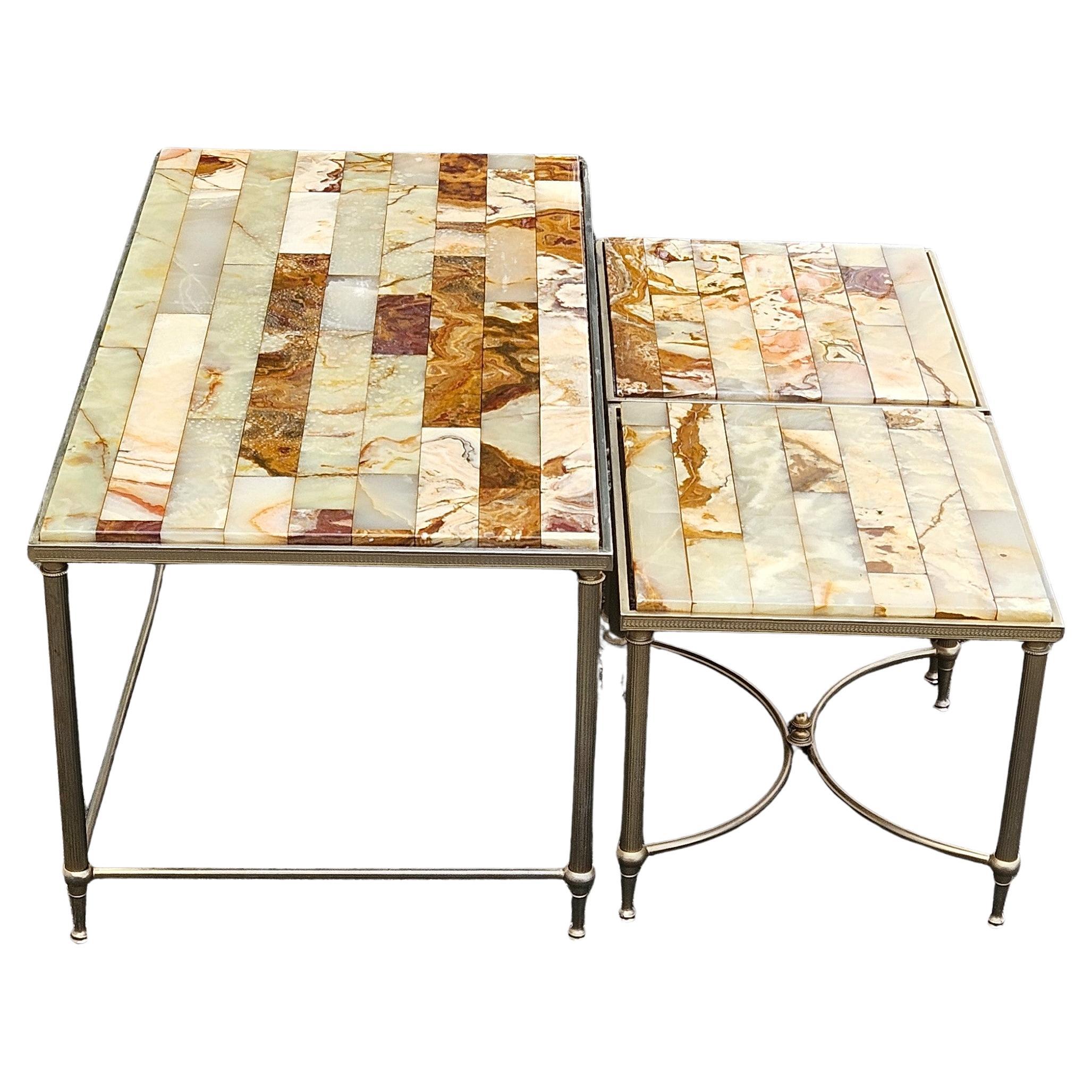Moulage By Vintage Set of 1 Onyx  Table basse et 2 tables d'appoint - Maison Jansen Style-70 en vente