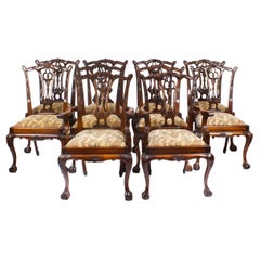 Vintage Set of 10 Chippendale Revival Dining Chairs 20th Century