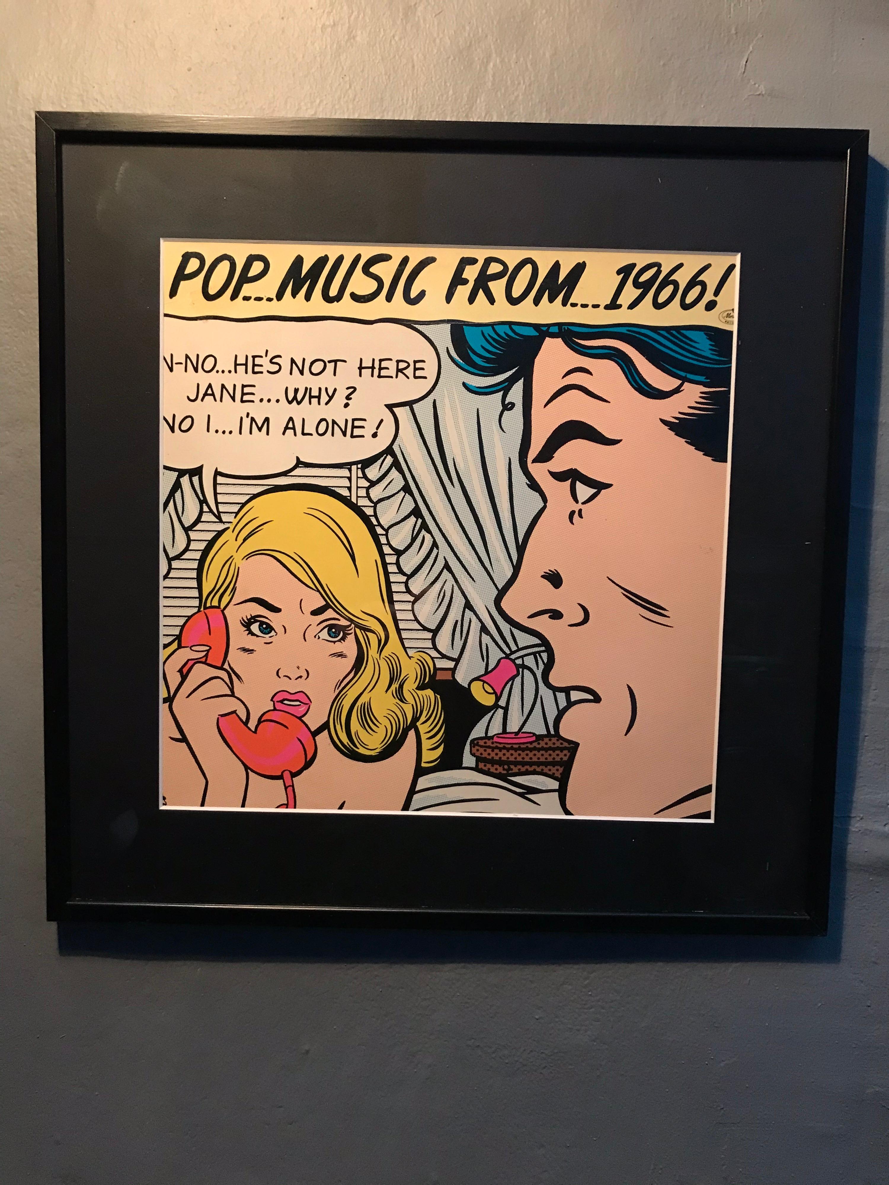 Paper Vintage Set of 10 Framed Pop Music from 1960-1969 Pop Art Lp Covers For Sale
