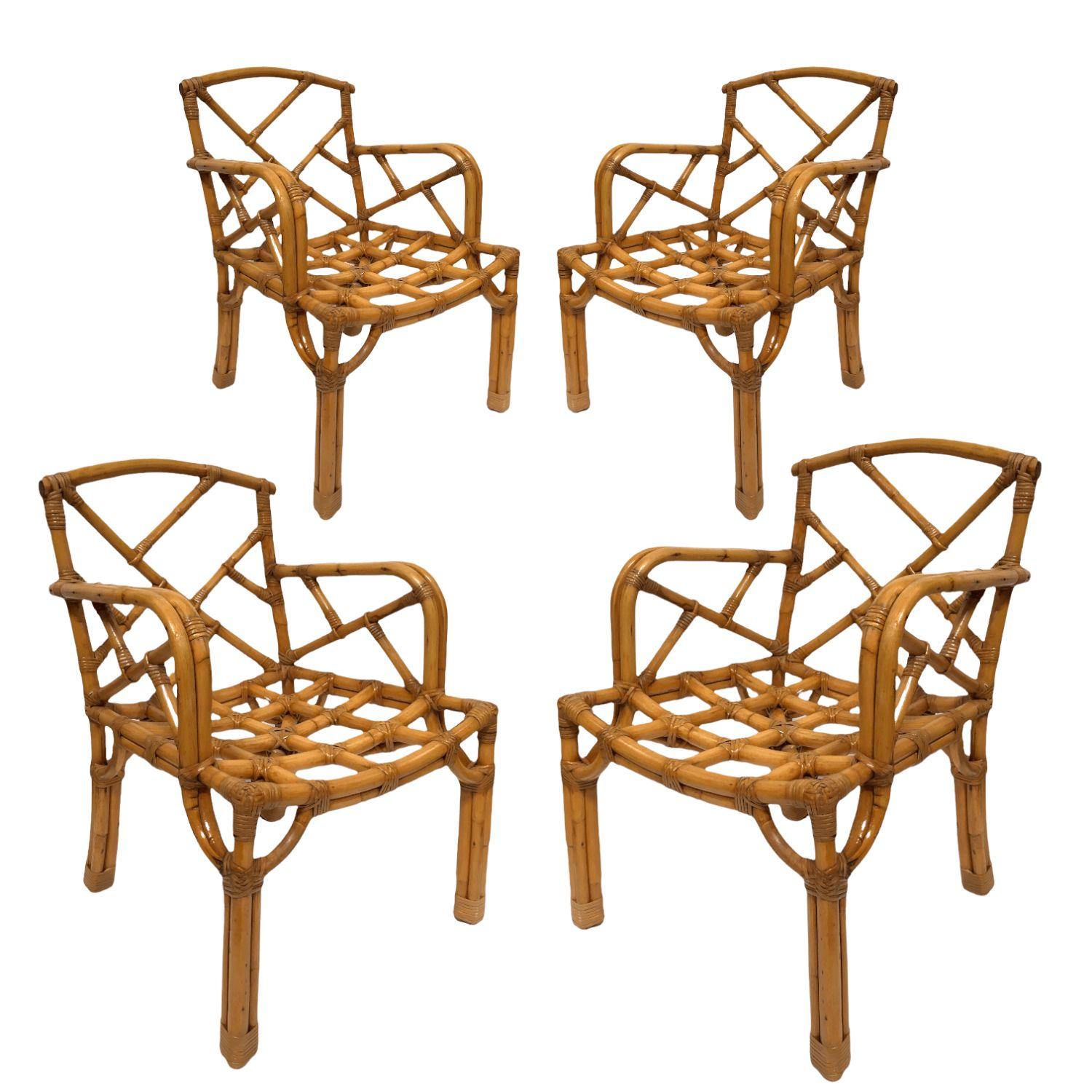 Vintage set of 9 Original Paul Frankl Rattan Dining Side and Armchairs 5