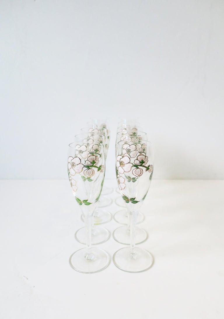Vintage Perrier-Jouet French Champagne Flute Glasses Art Nouveau, Set of 10 1