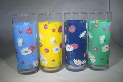 Vintage Set of 10 Ralph Lauren Multi-Color Floral Glasses