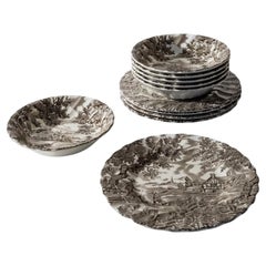 Set vintage de 11 pièces The Hunter, by Myott Tableware, 1980