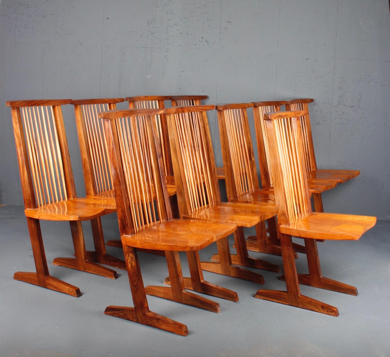 Vintage Set of 12 Conoid Chairs, after George Nakashima 12