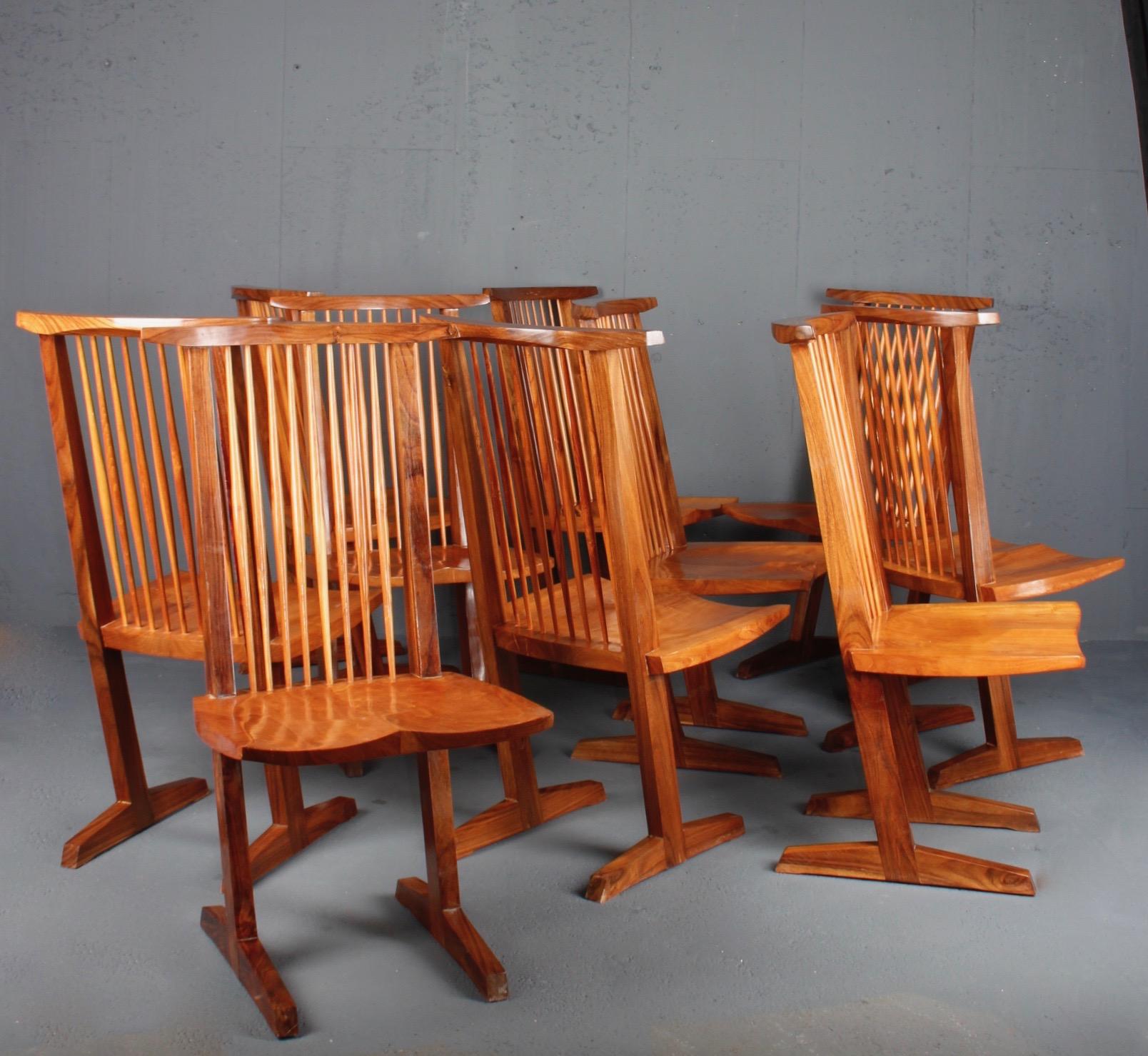 Vintage Set of 12 Conoid Chairs, after George Nakashima 1
