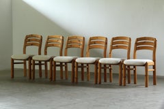Vintage set of 12 Danish Pine Wood Dining Chairs 1970s/1980s by Dyrlund