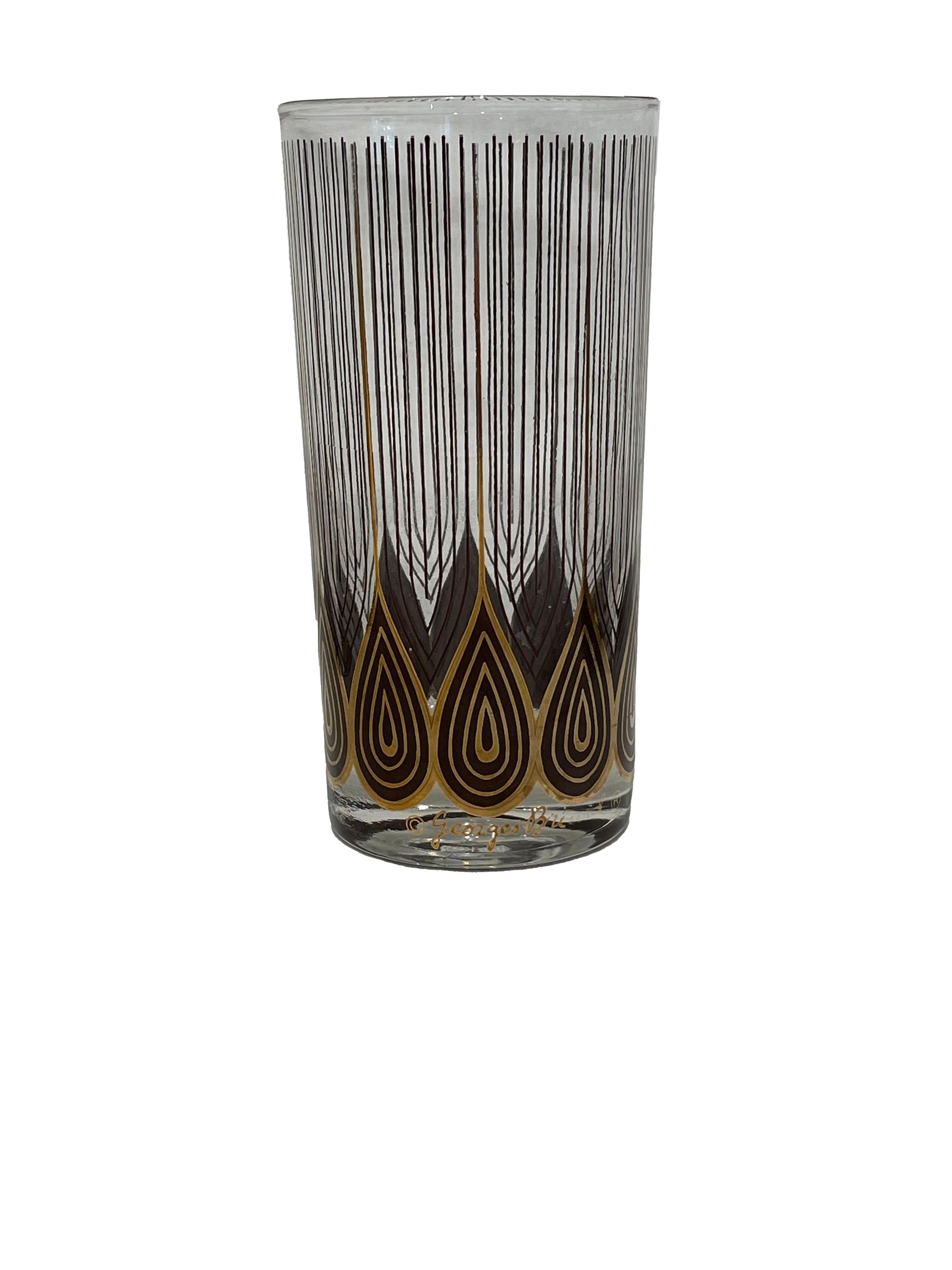 Mid-Century Modern Vintage Set of 12 George Briard Highball Glasses