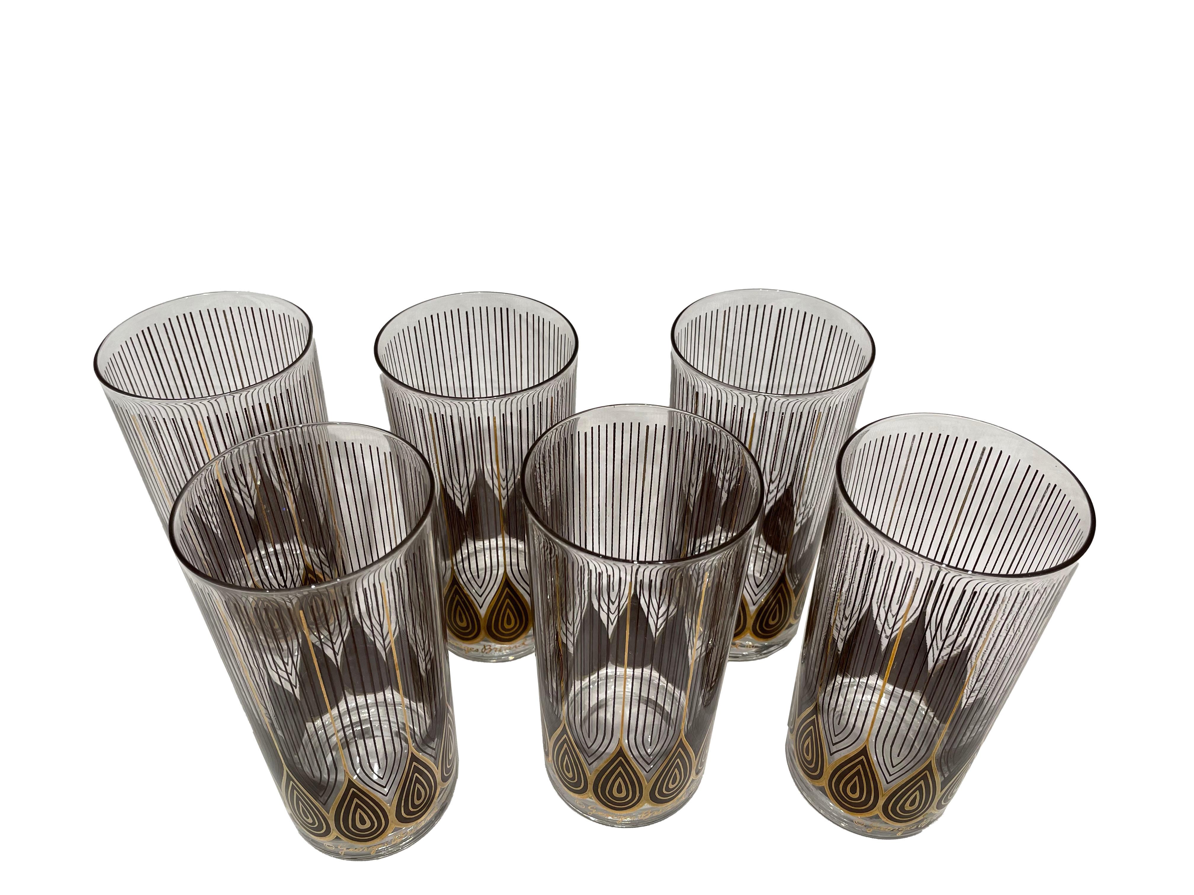 20th Century Vintage Set of 12 George Briard Highball Glasses