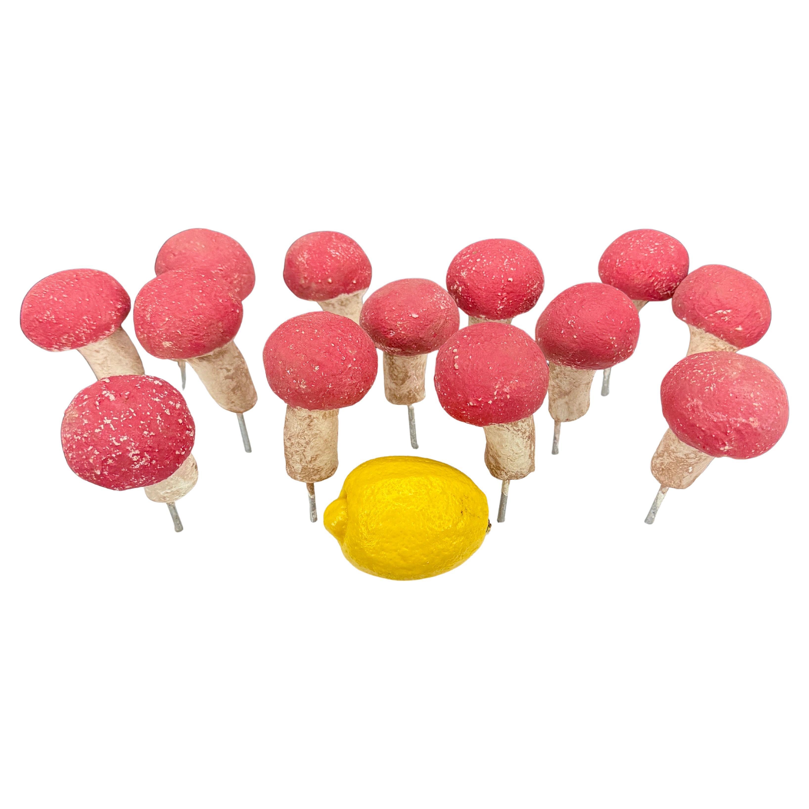 Vintage Set of 13 Concrete Mushroom Garden Ornaments In Good Condition For Sale In Haddonfield, NJ