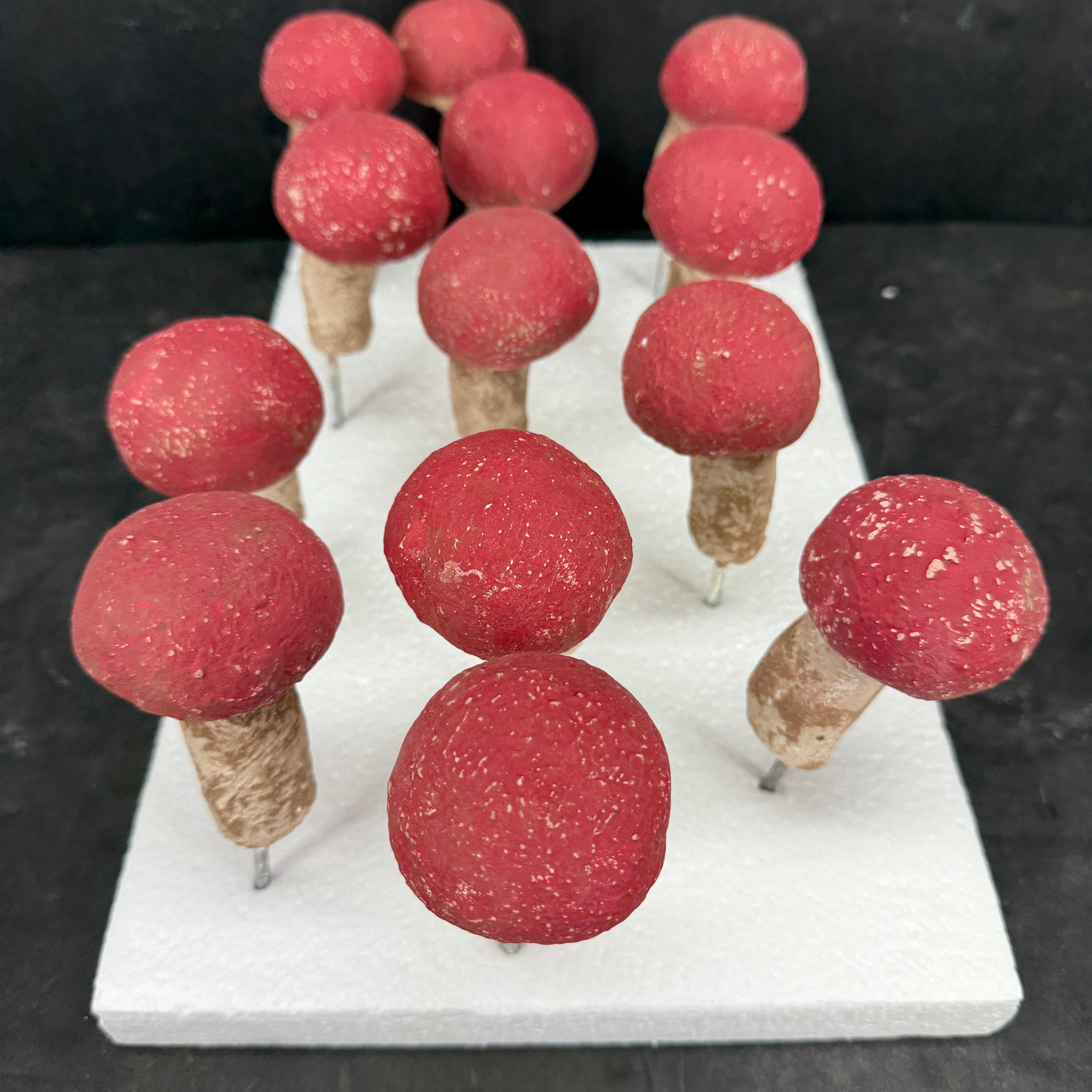 20th Century Vintage Set of 13 Concrete Mushroom Garden Ornaments For Sale