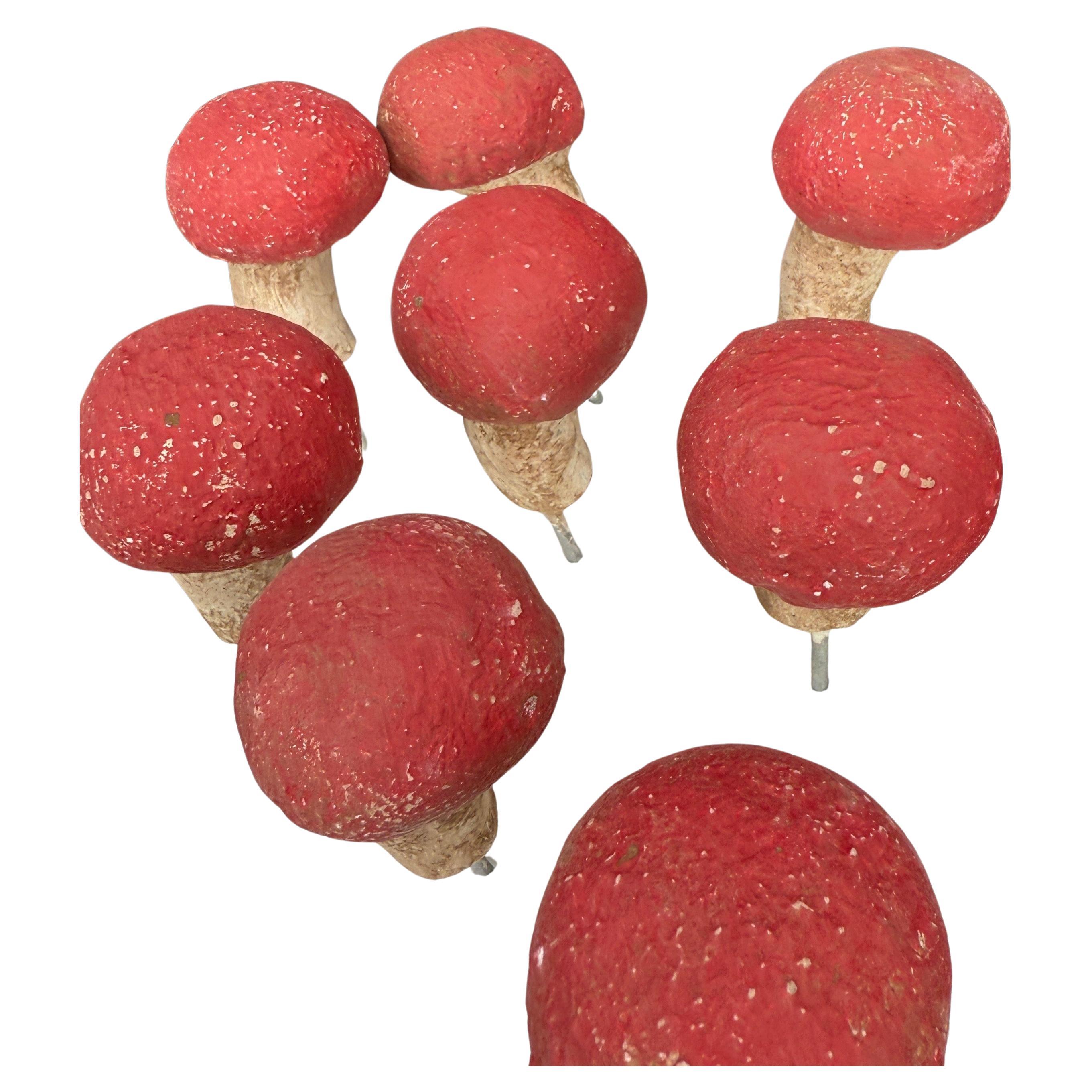 Vintage Set of 13 Concrete Mushroom Garden Ornaments For Sale 1