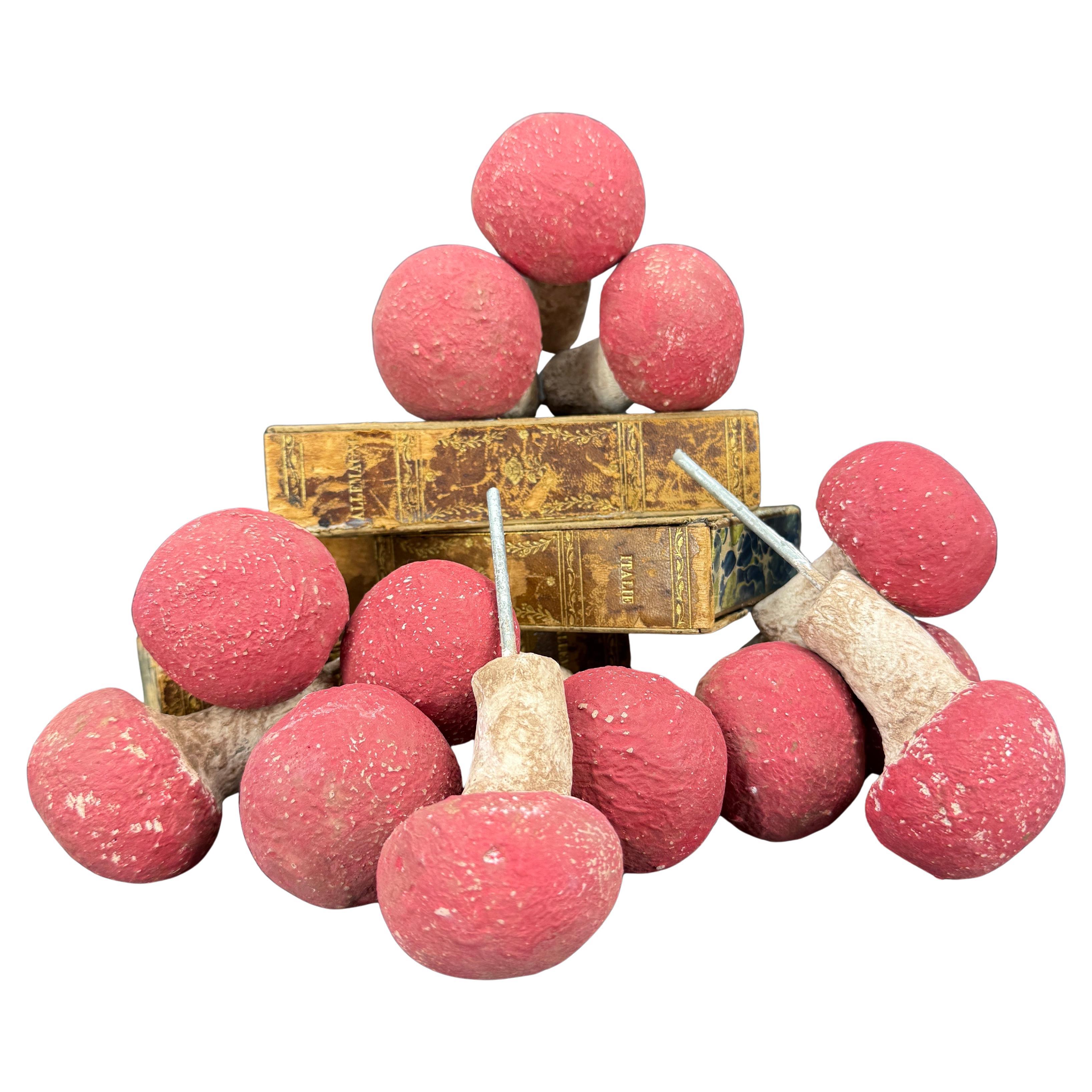 Set di 13 ornamenti da giardino a fungo in cemento vintage