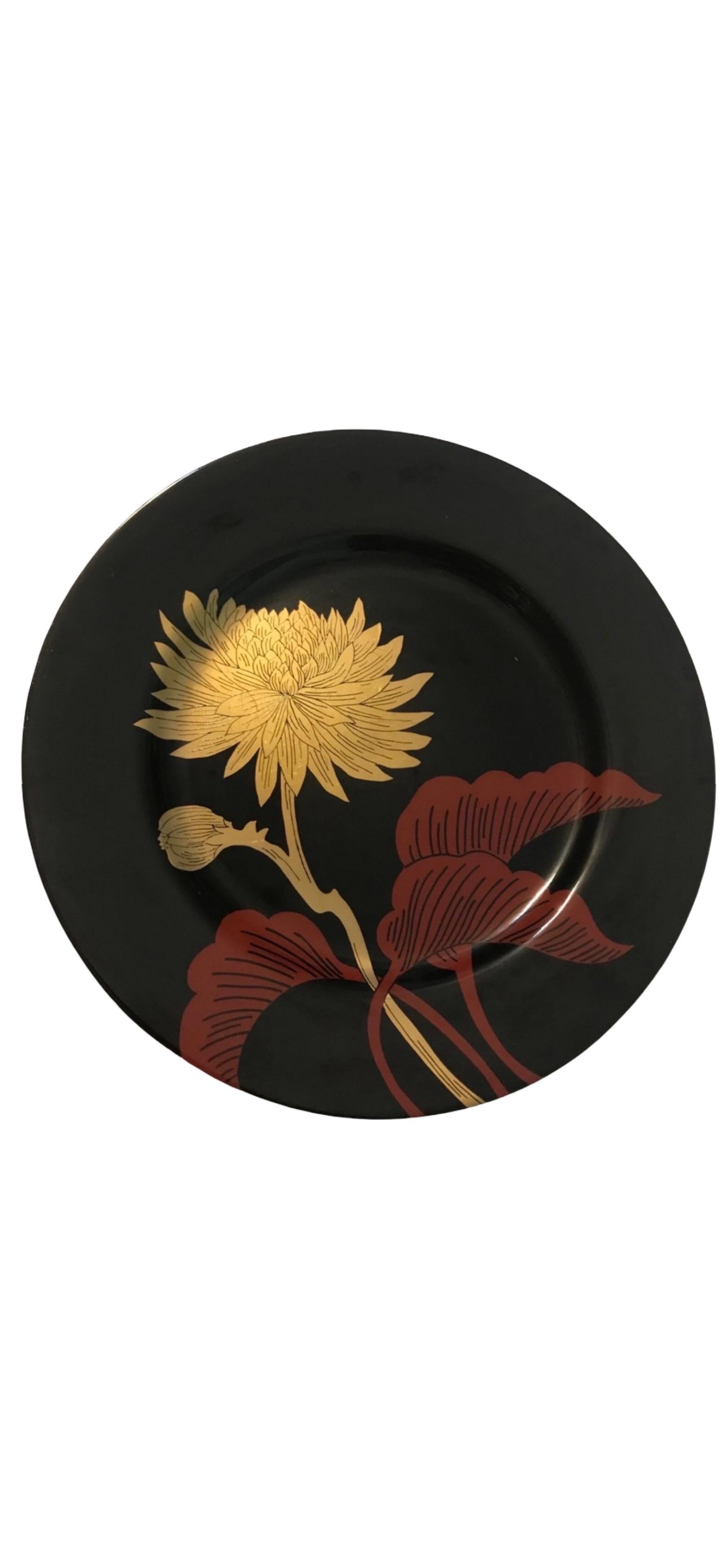 Moderne Vintage Set of 16  Jardin impérial, petites assiettes à 4 fleurs Fitz and Floyd, 1979 en vente