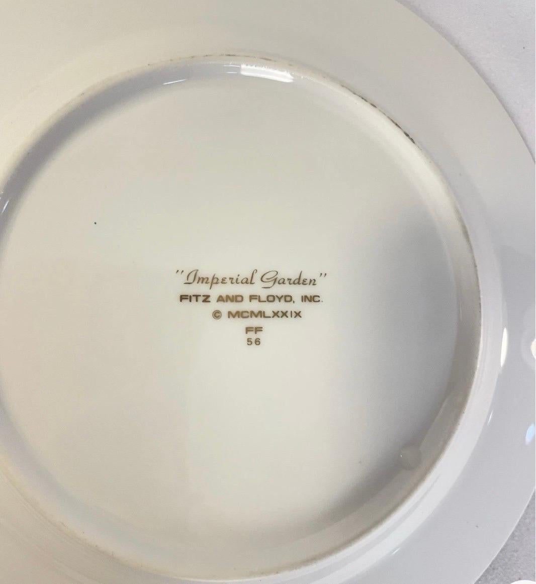 Vintage Set of 16  Jardin impérial, petites assiettes à 4 fleurs Fitz and Floyd, 1979 Bon état - En vente à Palm Springs, CA