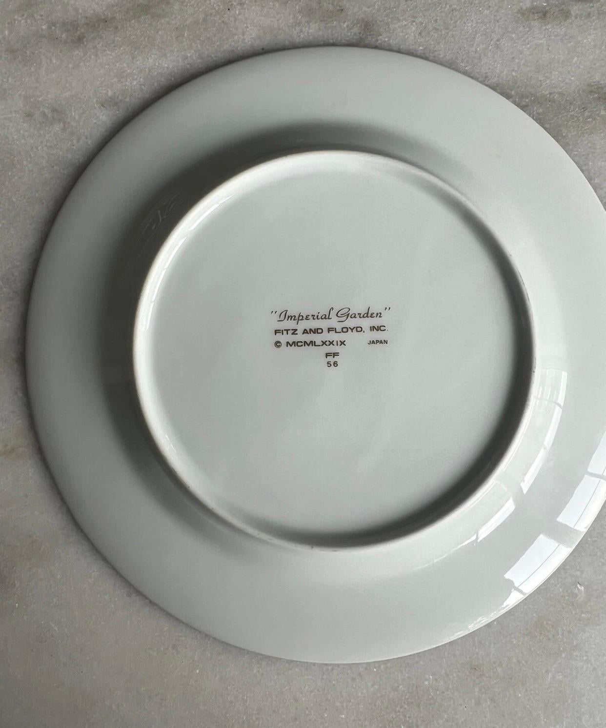 Vintage Set of 16  Jardin impérial, petites assiettes à 4 fleurs Fitz and Floyd, 1979 en vente 1