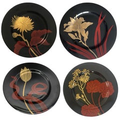 Vintage Set of 16  Imperial Garden, 4 Flowers Small Plates Fitz and Floyd, 1979