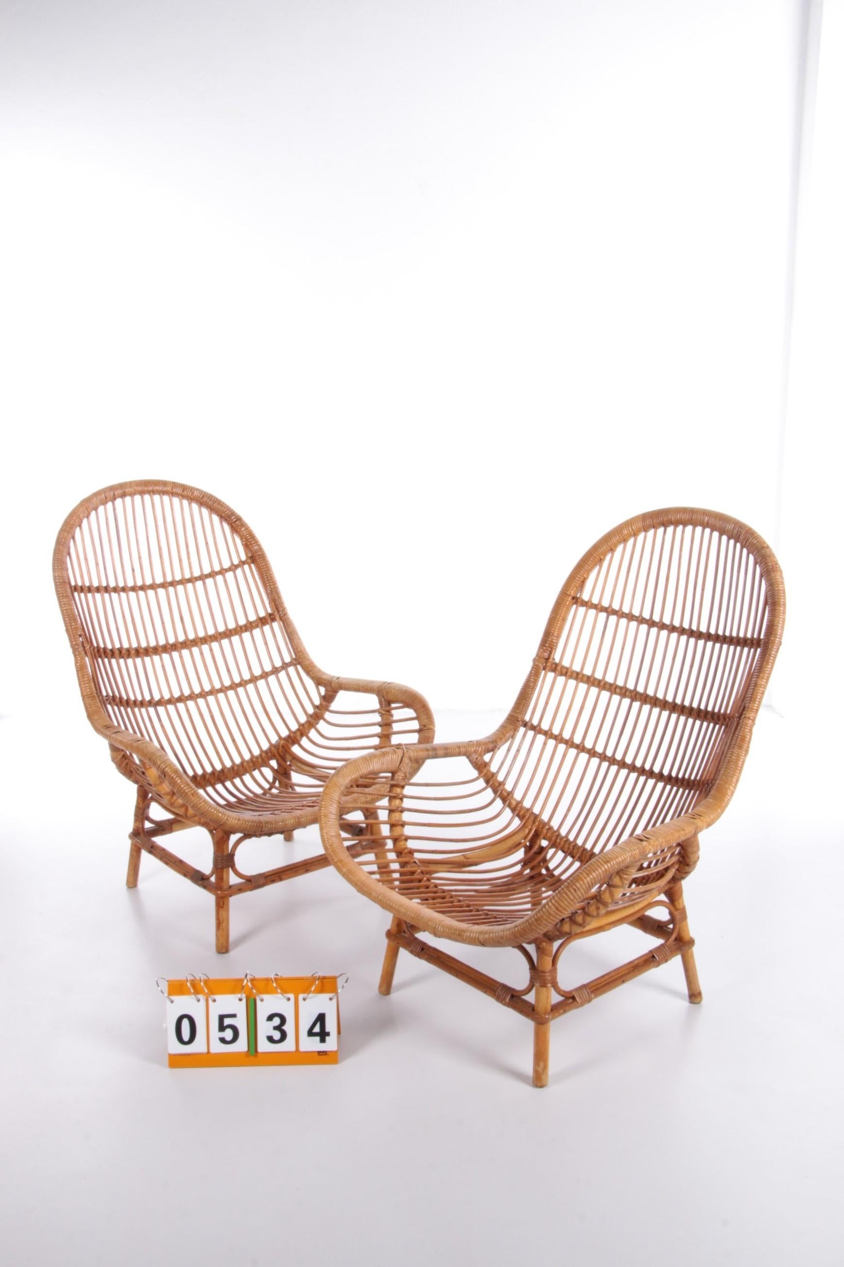 Mid-Century Modern Vintage Set of 2 Bamboo Chairs 1960 France