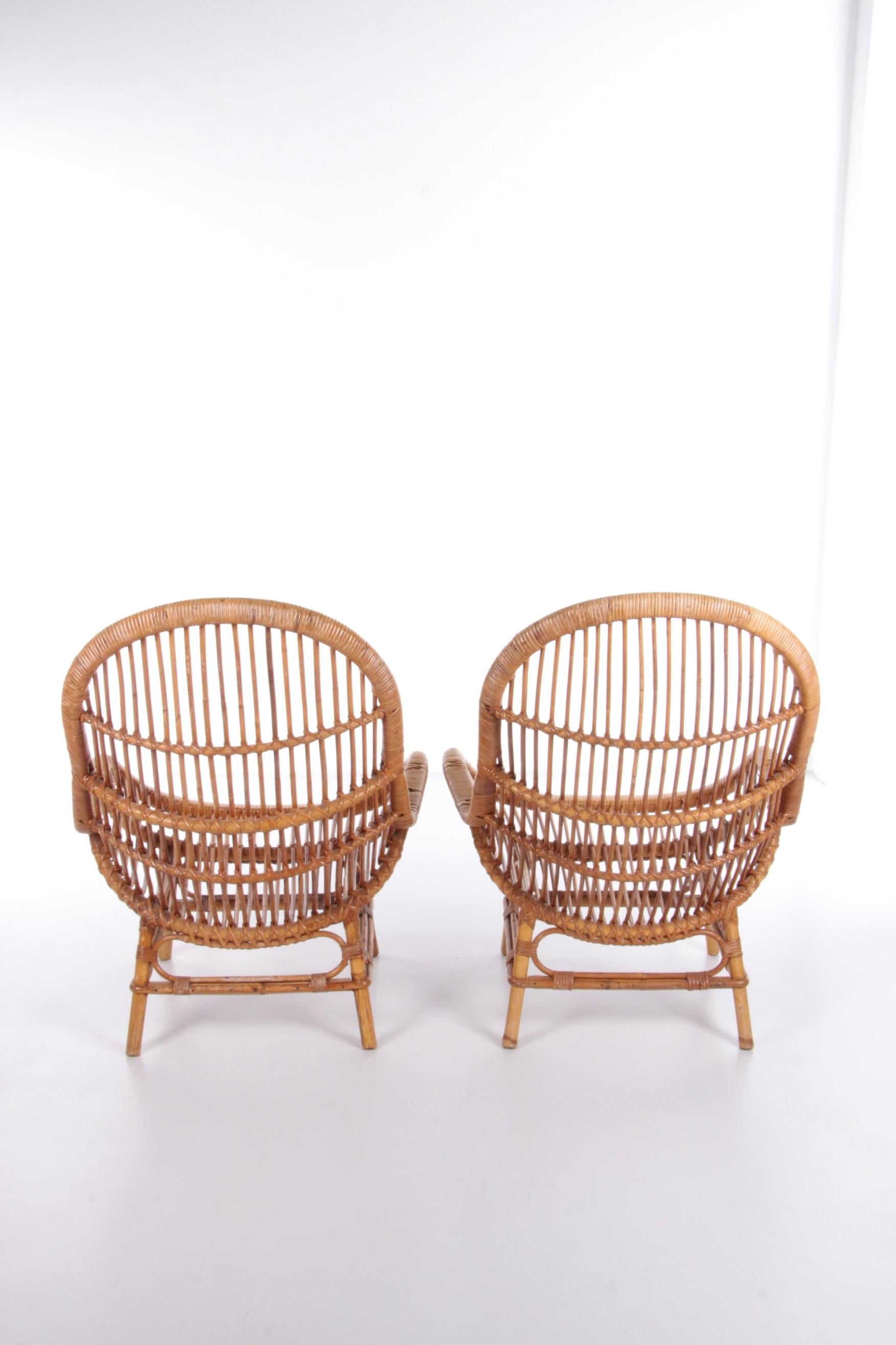 Mid-20th Century Vintage Set of 2 Bamboo Chairs 1960 France