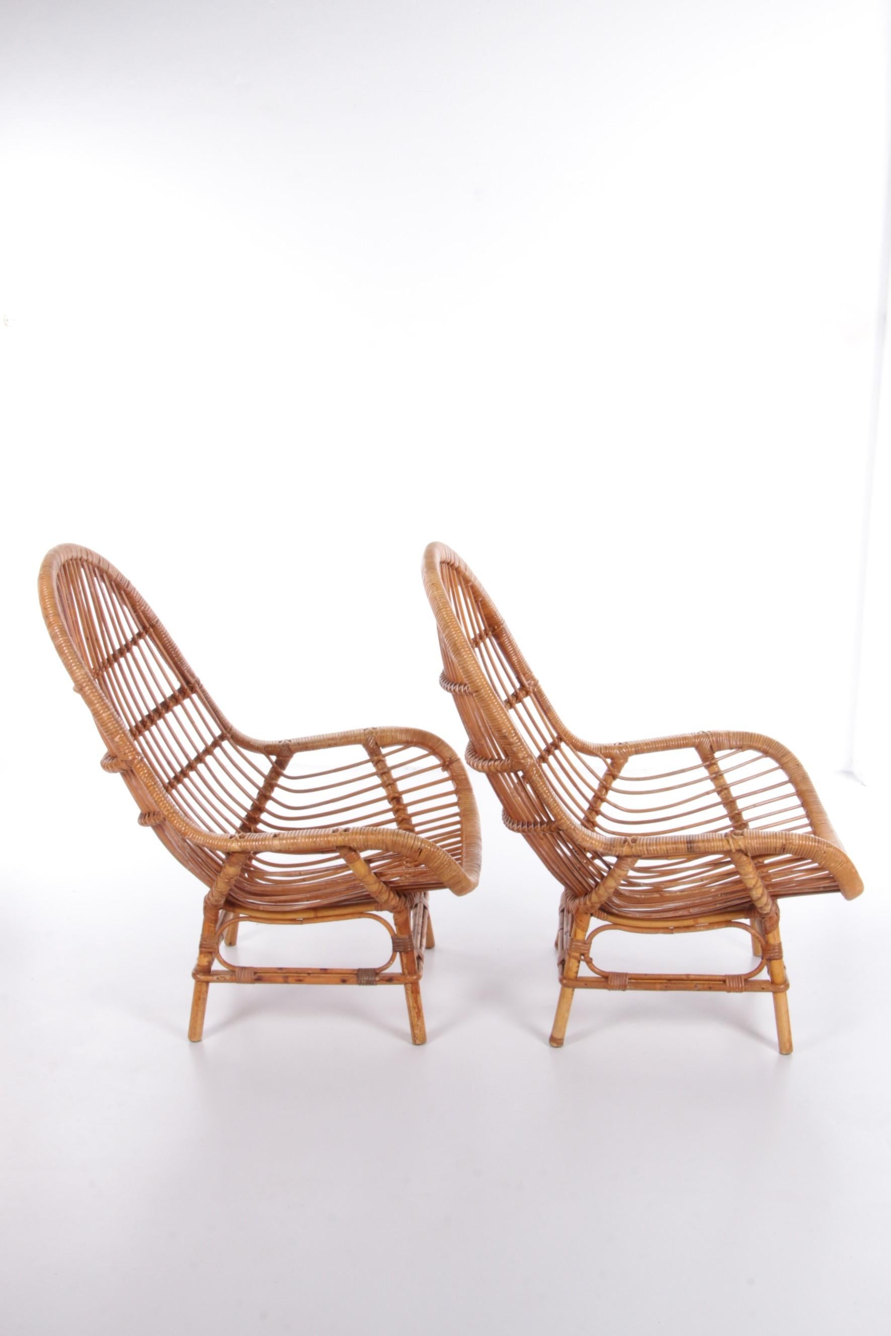 Vintage Set of 2 Bamboo Chairs 1960 France 1