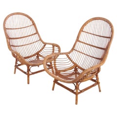 Vintage Set of 2 Bamboo Chairs 1960 France